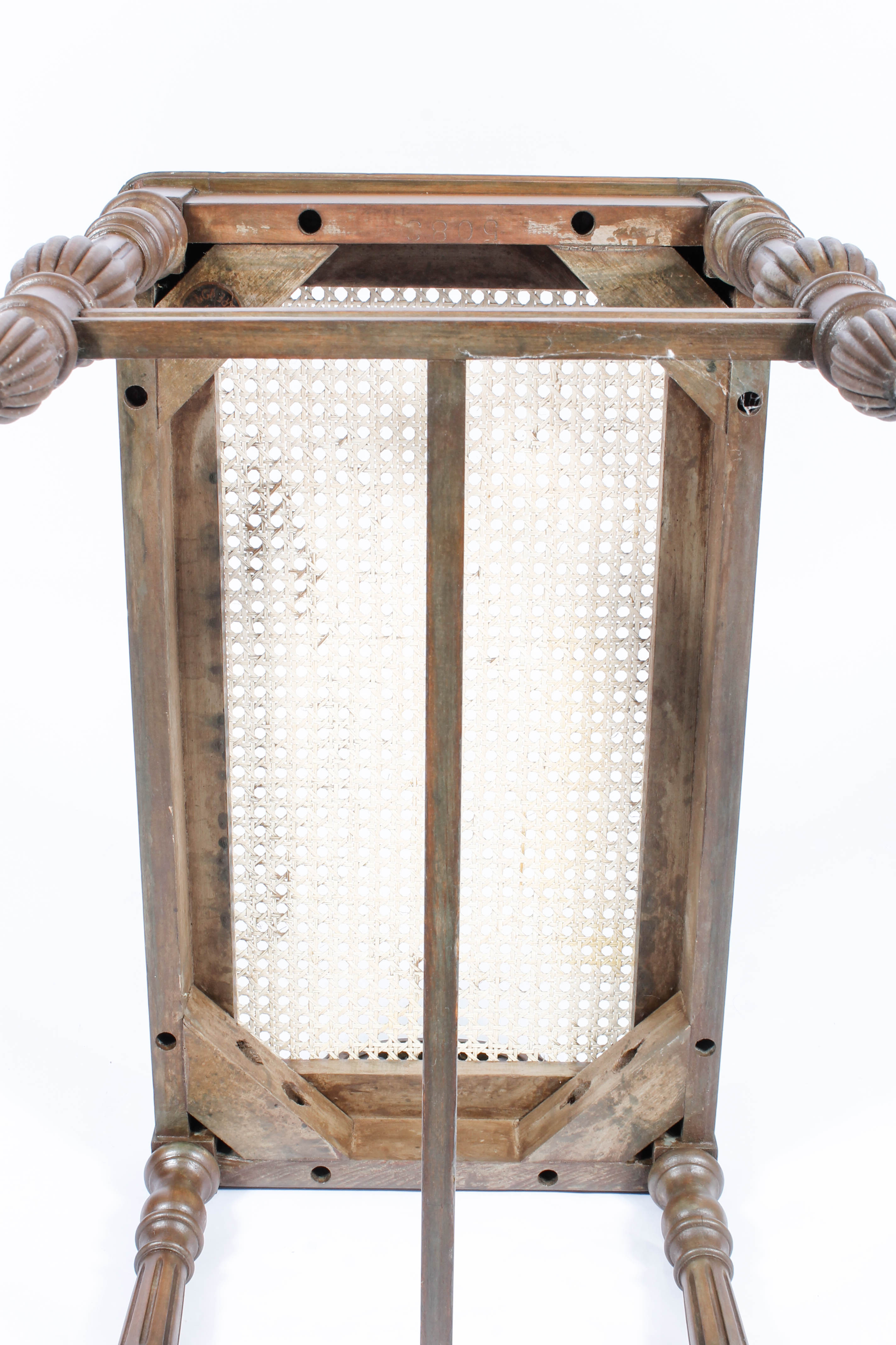 Pair of Caned Bentwood Chairs and Caned Side Table