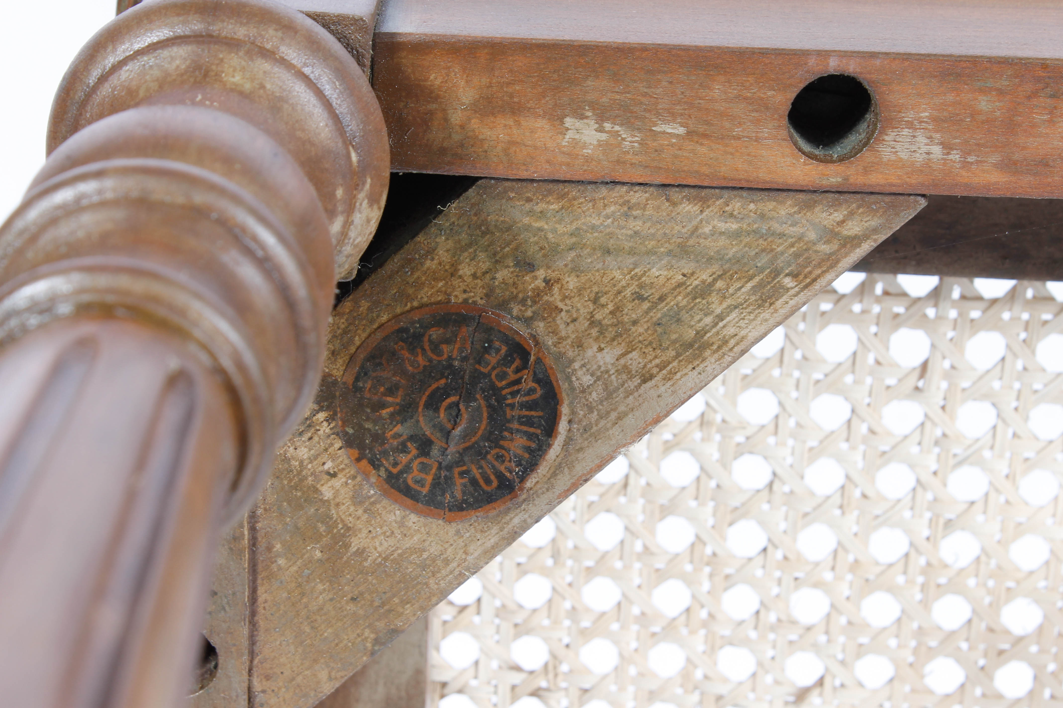 Pair of Caned Bentwood Chairs and Caned Side Table