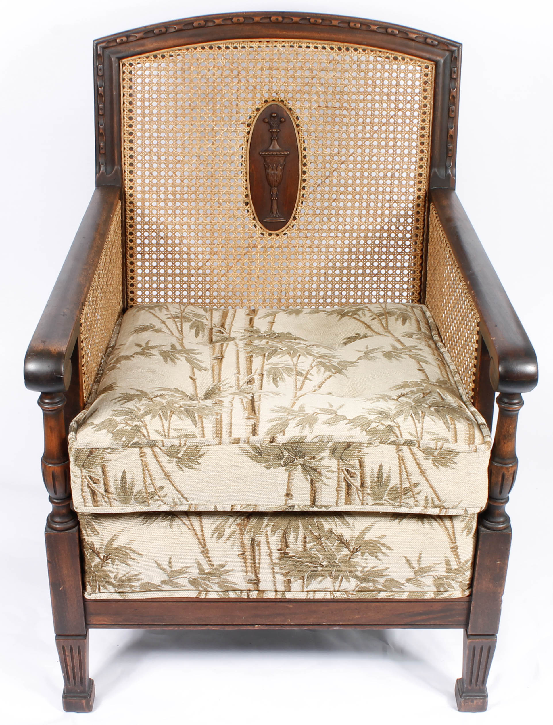 Vintage Plantation-Style Caned Armchair
