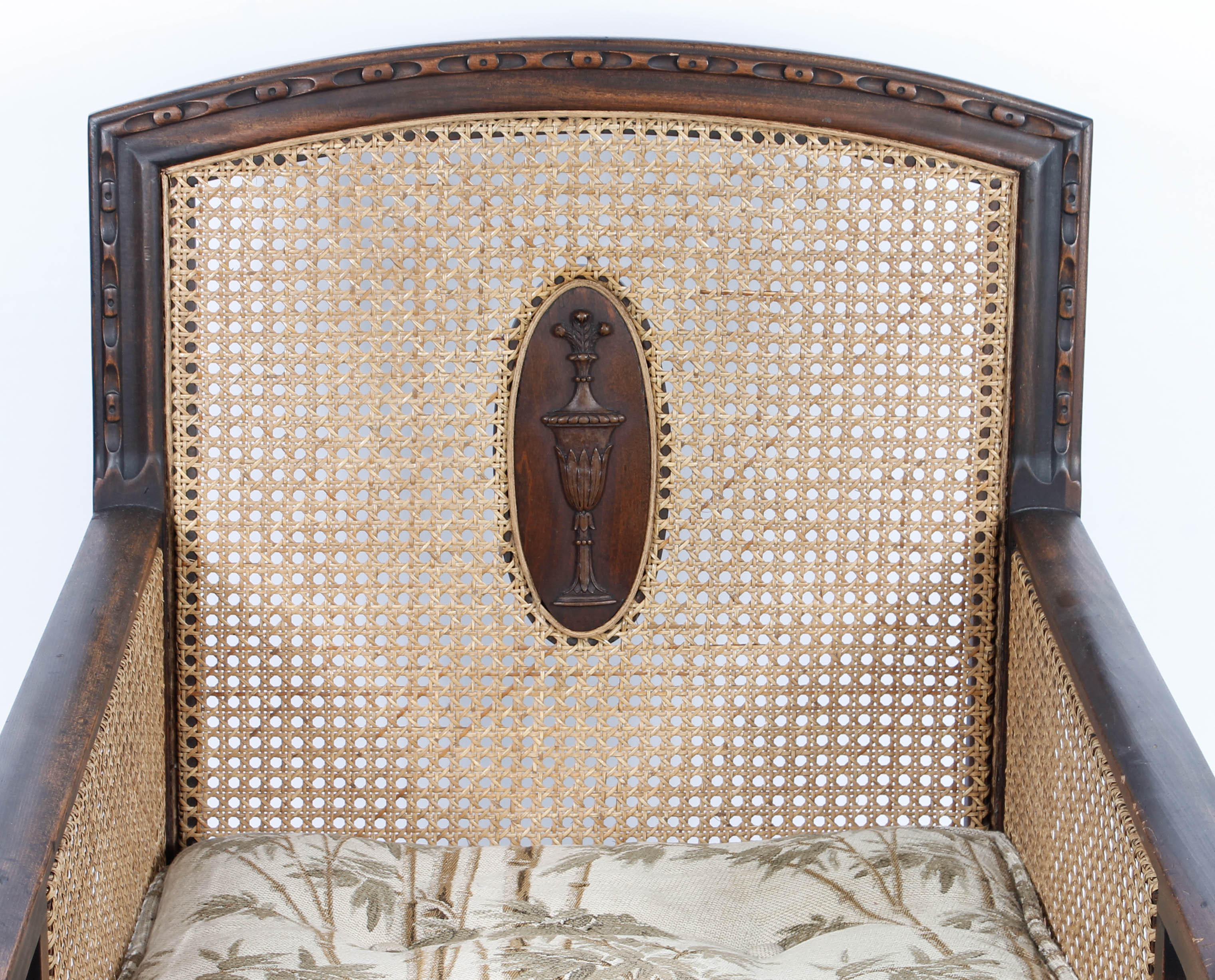 Vintage Plantation-Style Caned Armchair
