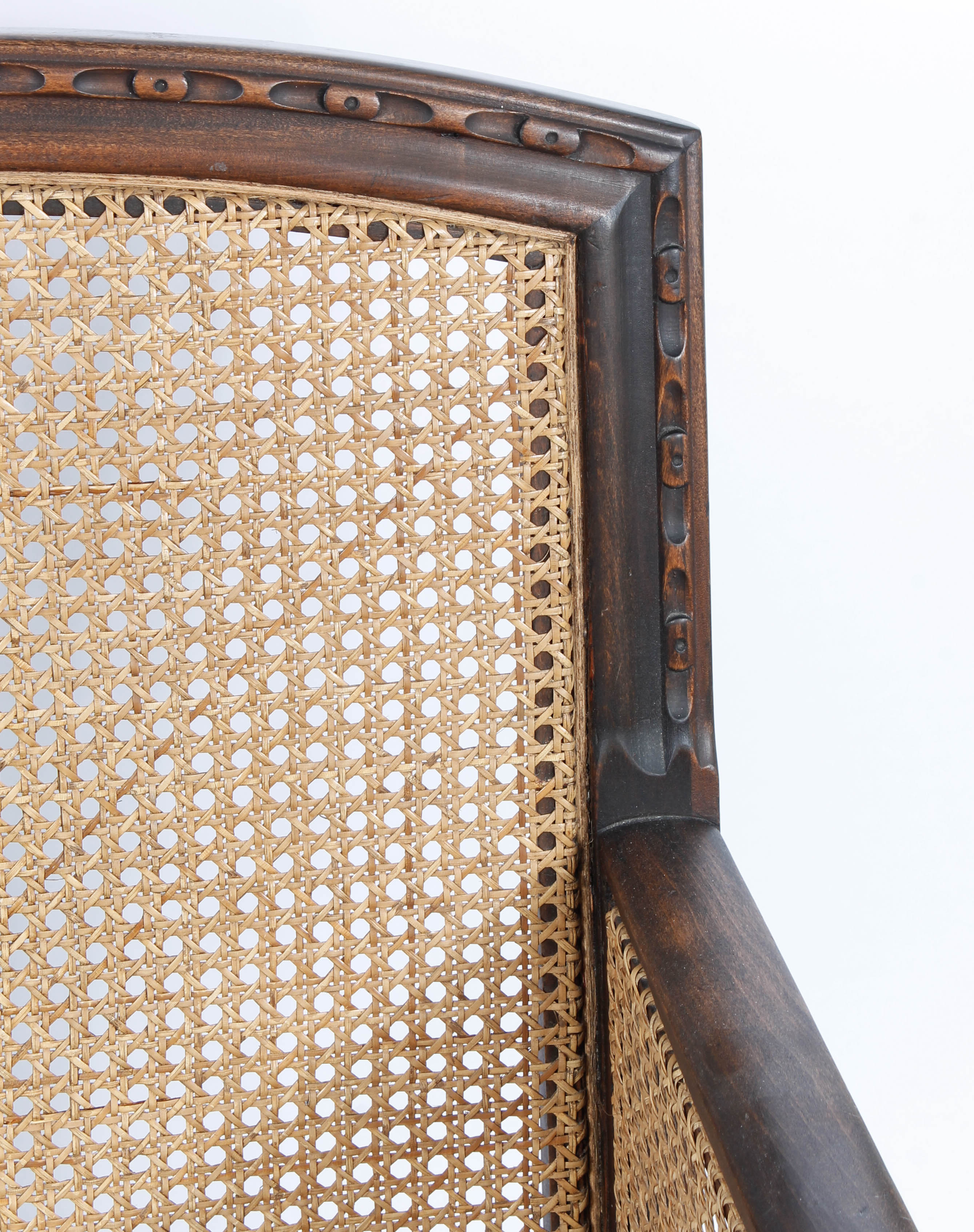 Vintage Plantation-Style Caned Armchair