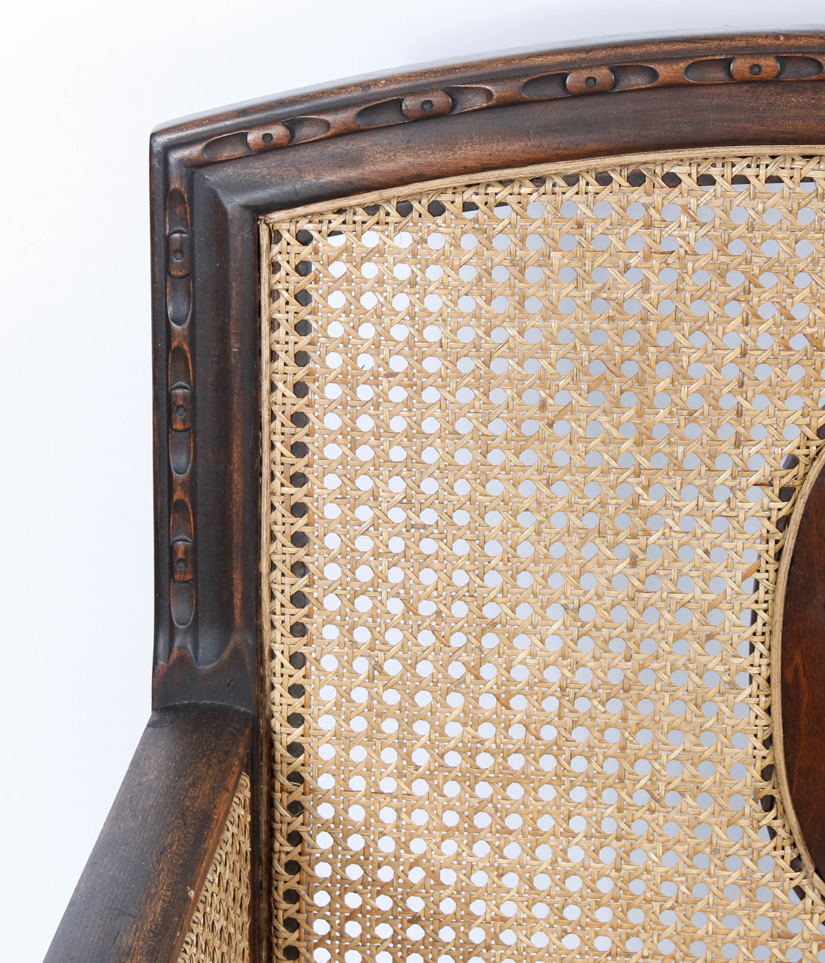 Vintage Plantation-Style Caned Armchair