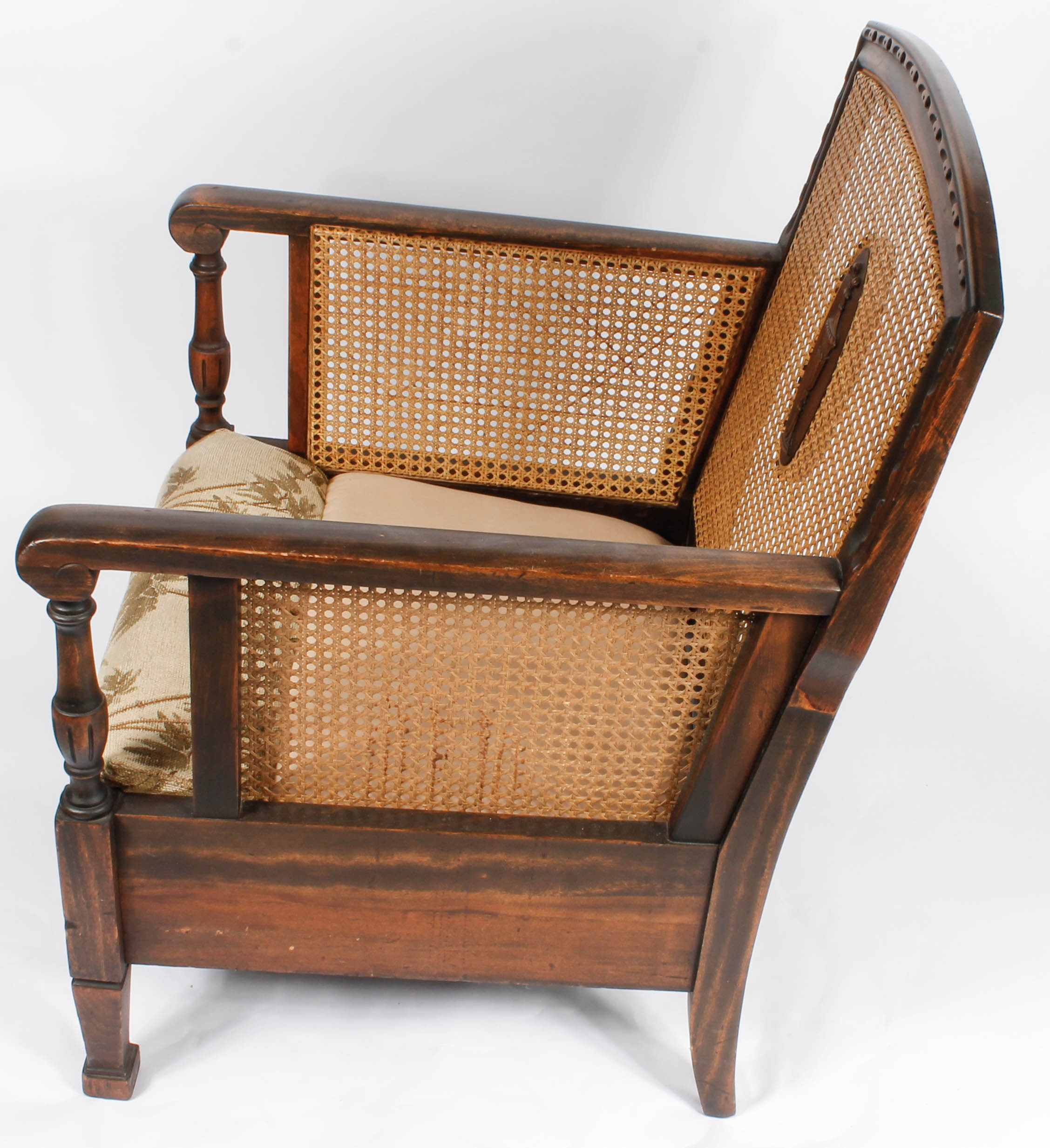 Vintage Plantation-Style Caned Armchair