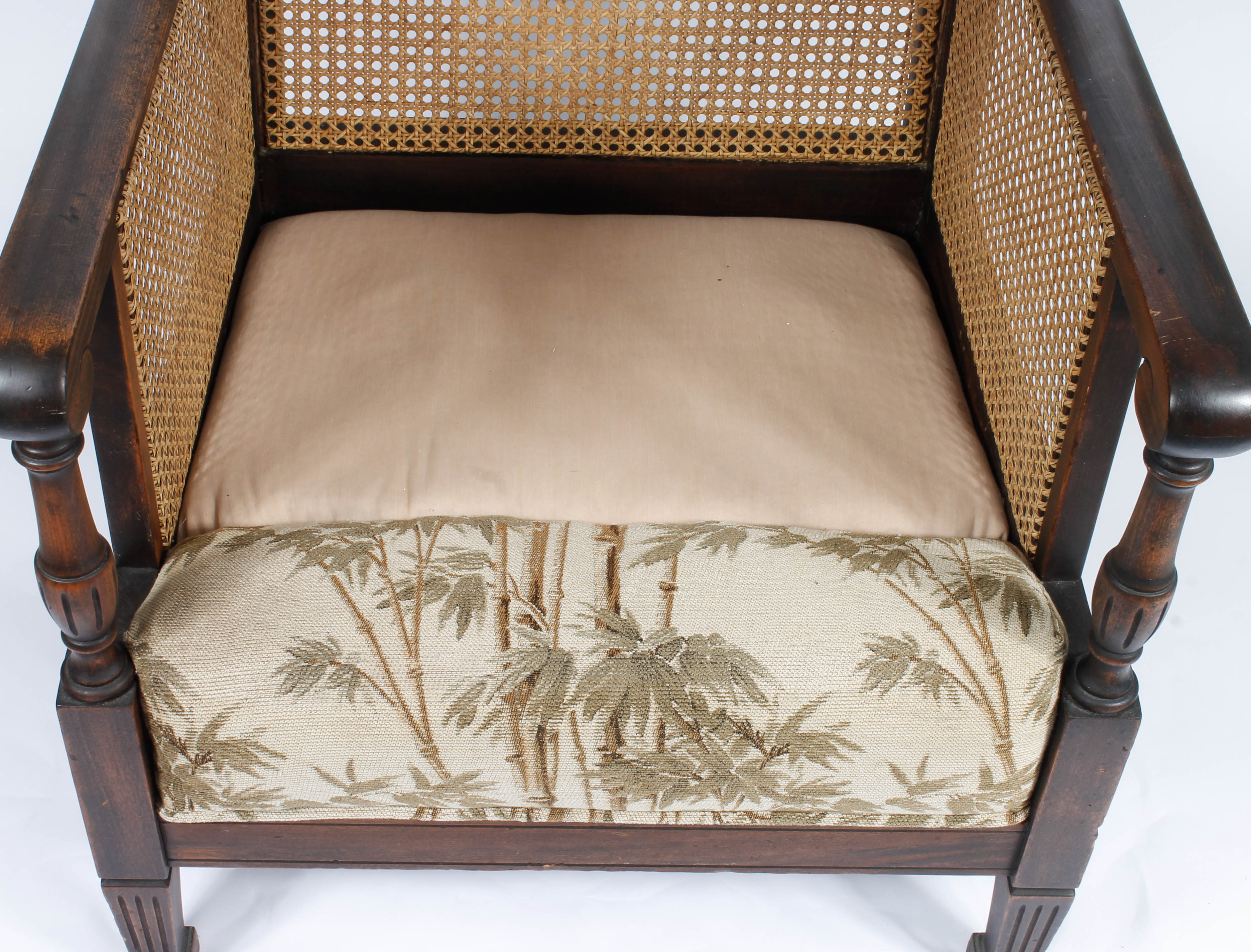 Vintage Plantation-Style Caned Armchair