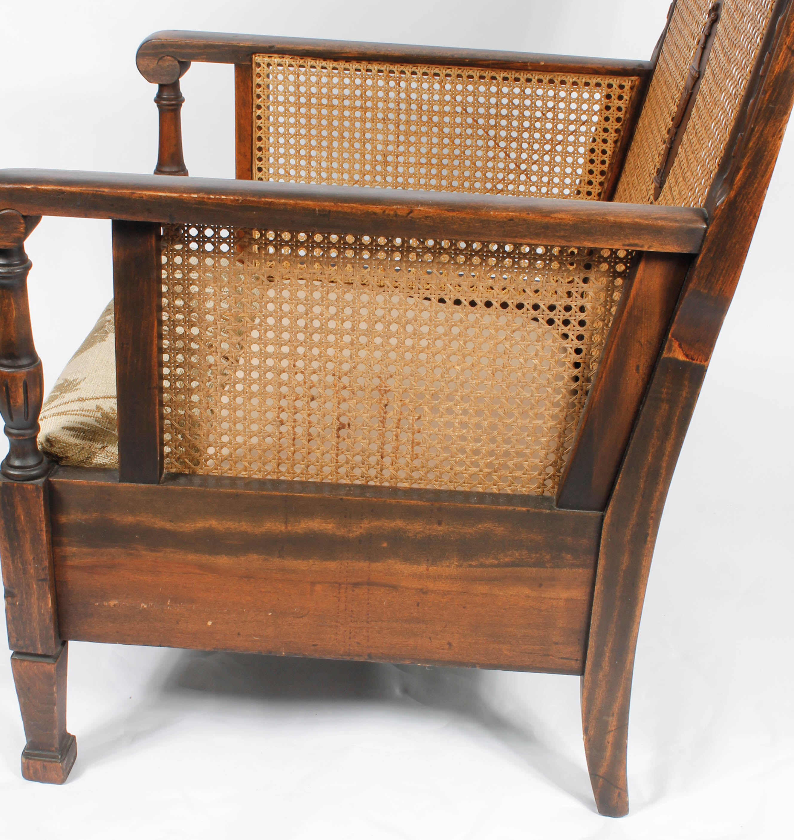 Vintage Plantation-Style Caned Armchair