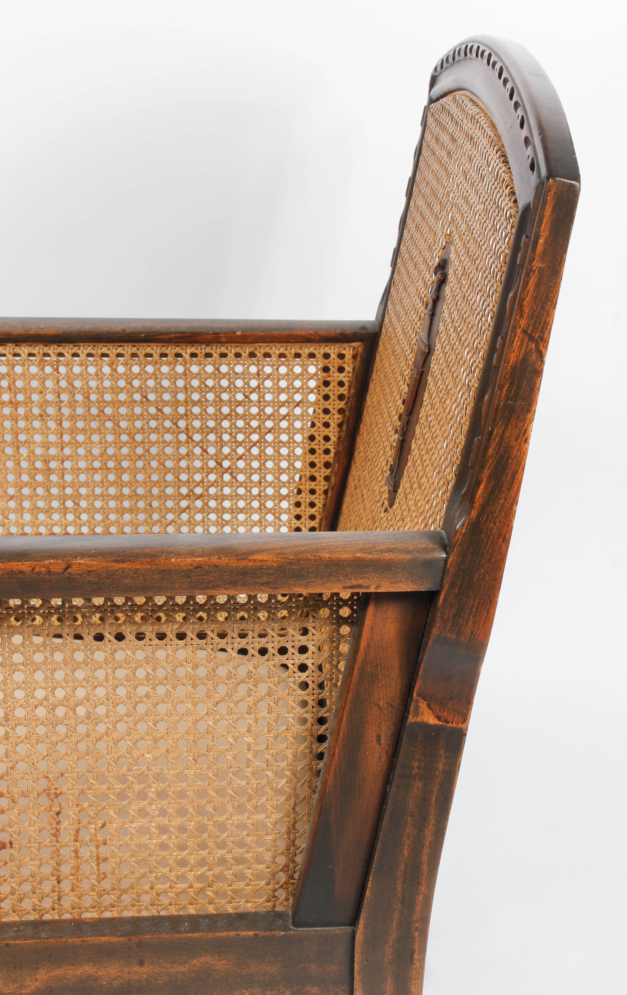 Vintage Plantation-Style Caned Armchair