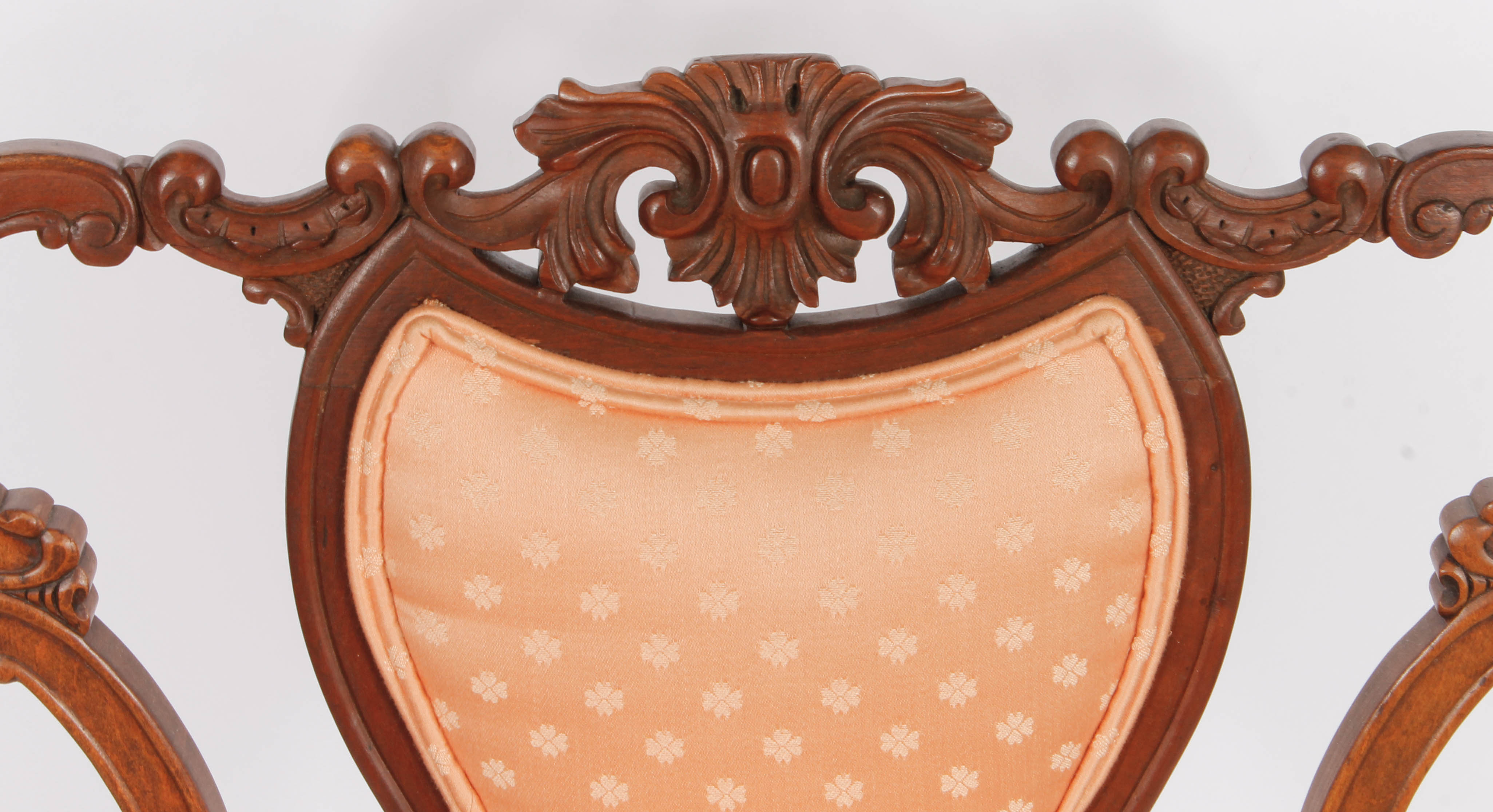 Vintage Carved and Upholstered Wood Armchair