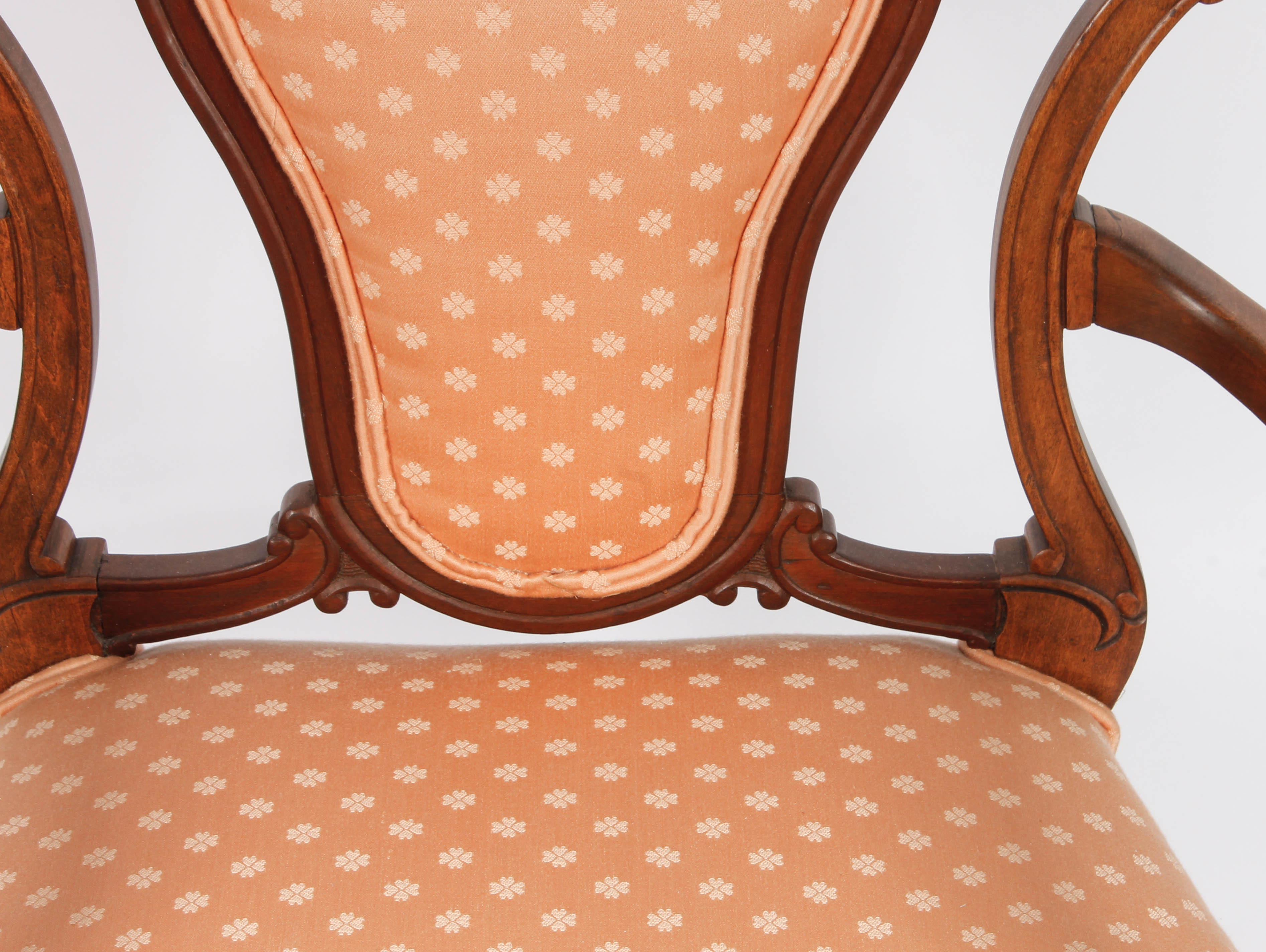 Vintage Carved and Upholstered Wood Armchair