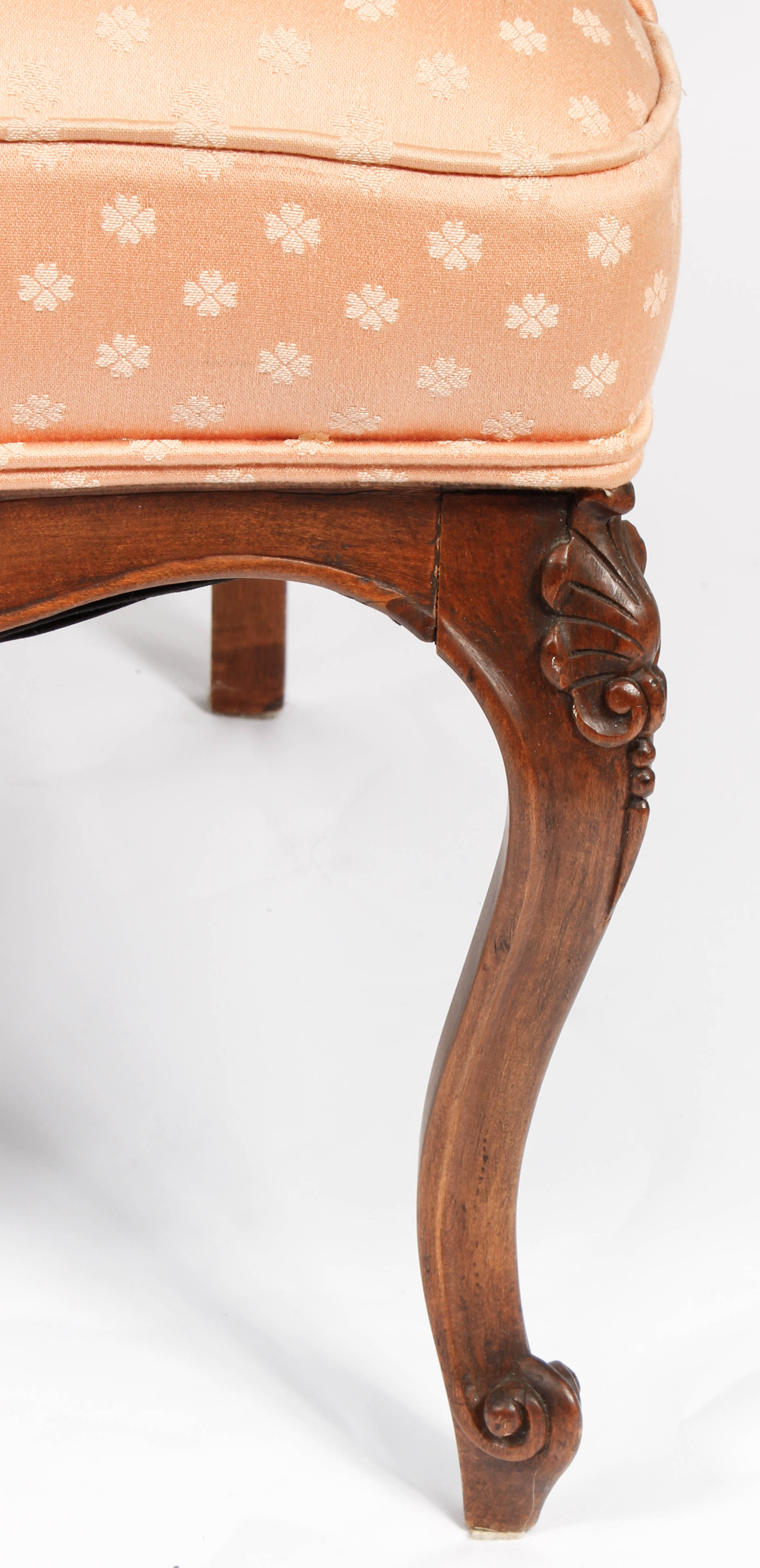 Vintage Carved and Upholstered Wood Armchair