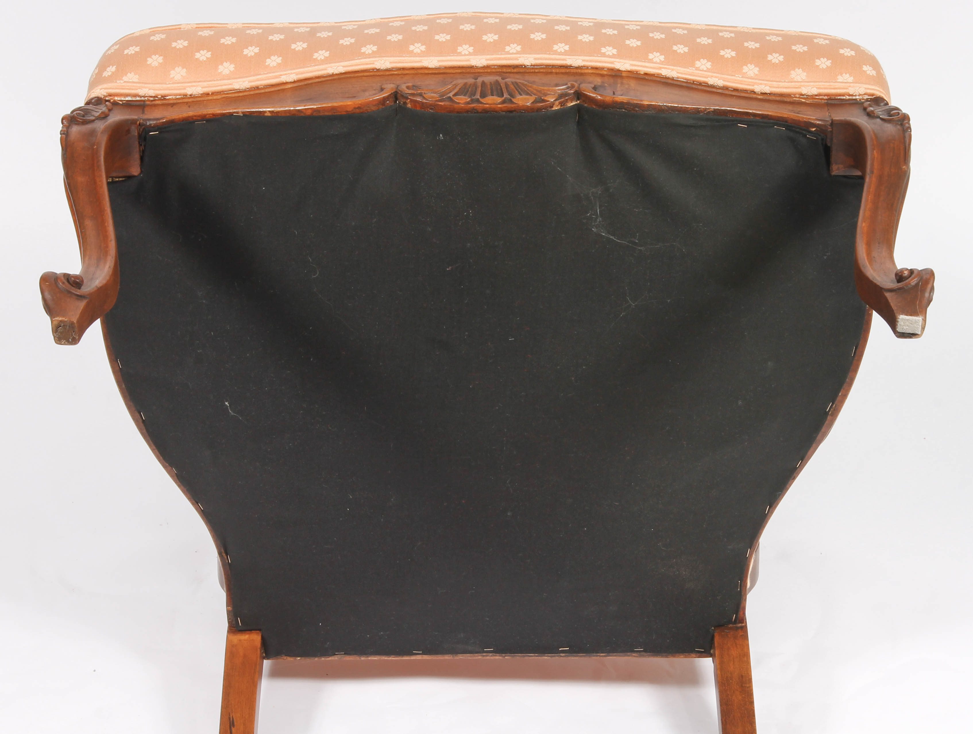 Vintage Carved and Upholstered Wood Armchair