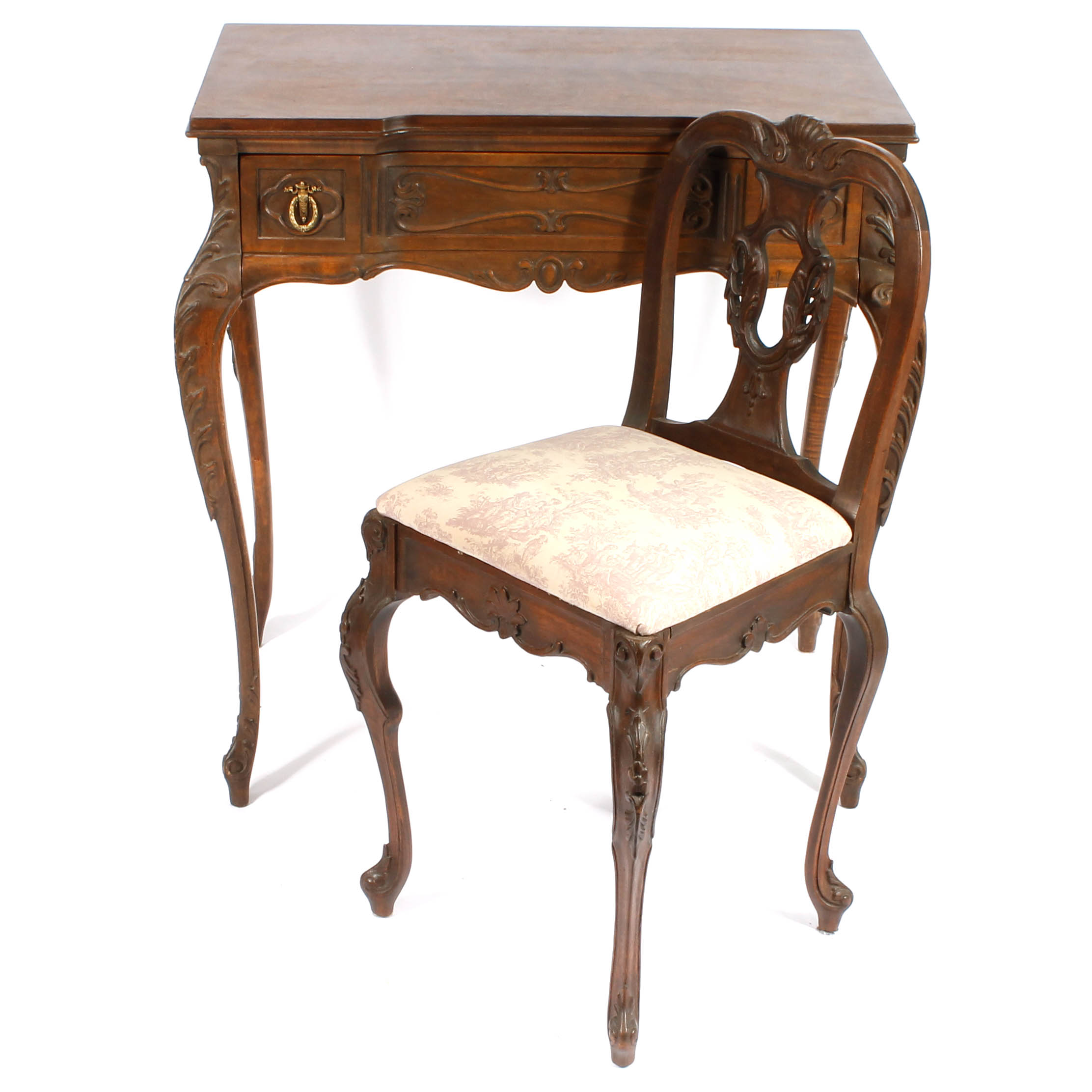 Vintage Wooden Writing Desk and Chair