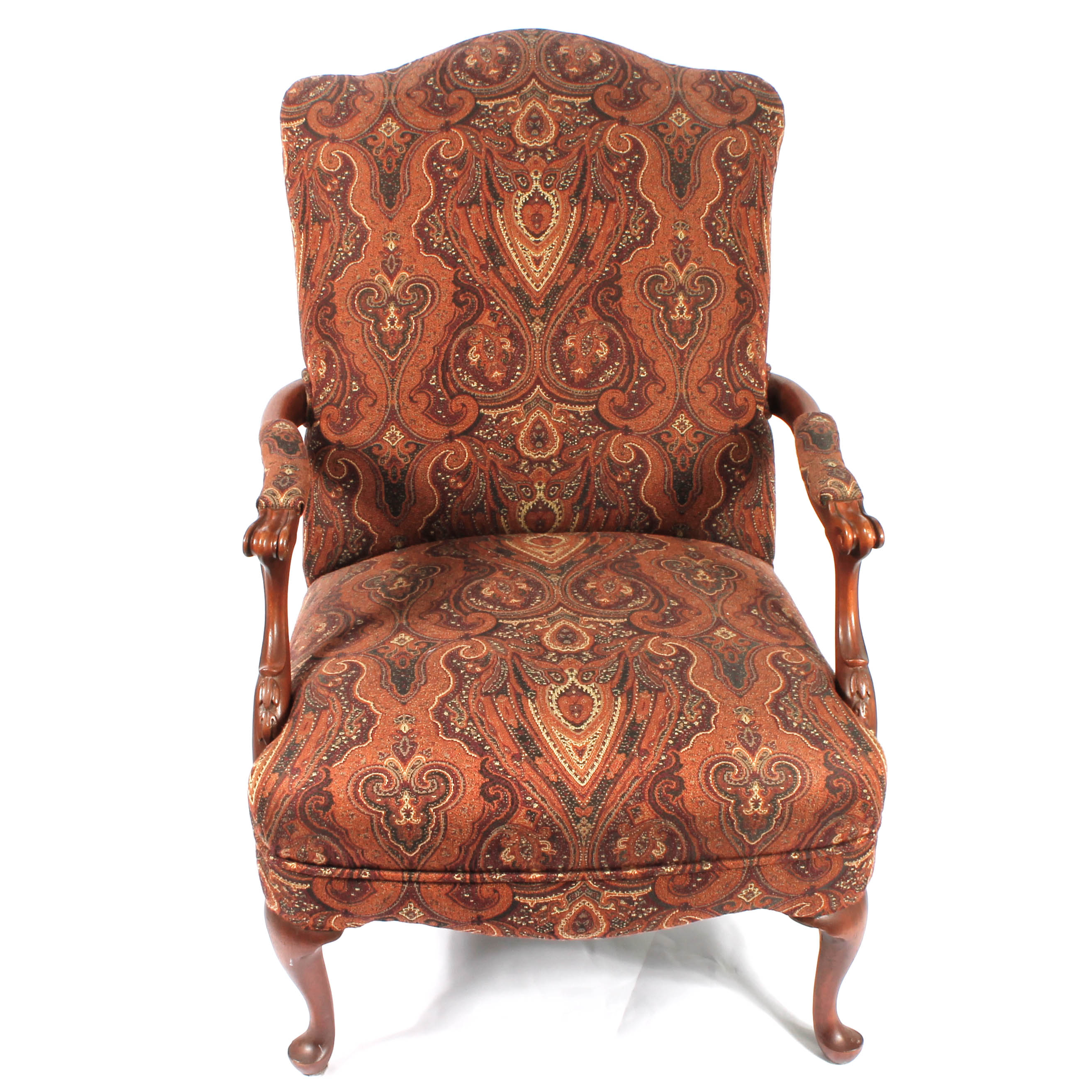 Vintage Wooden Upholstered Armchair