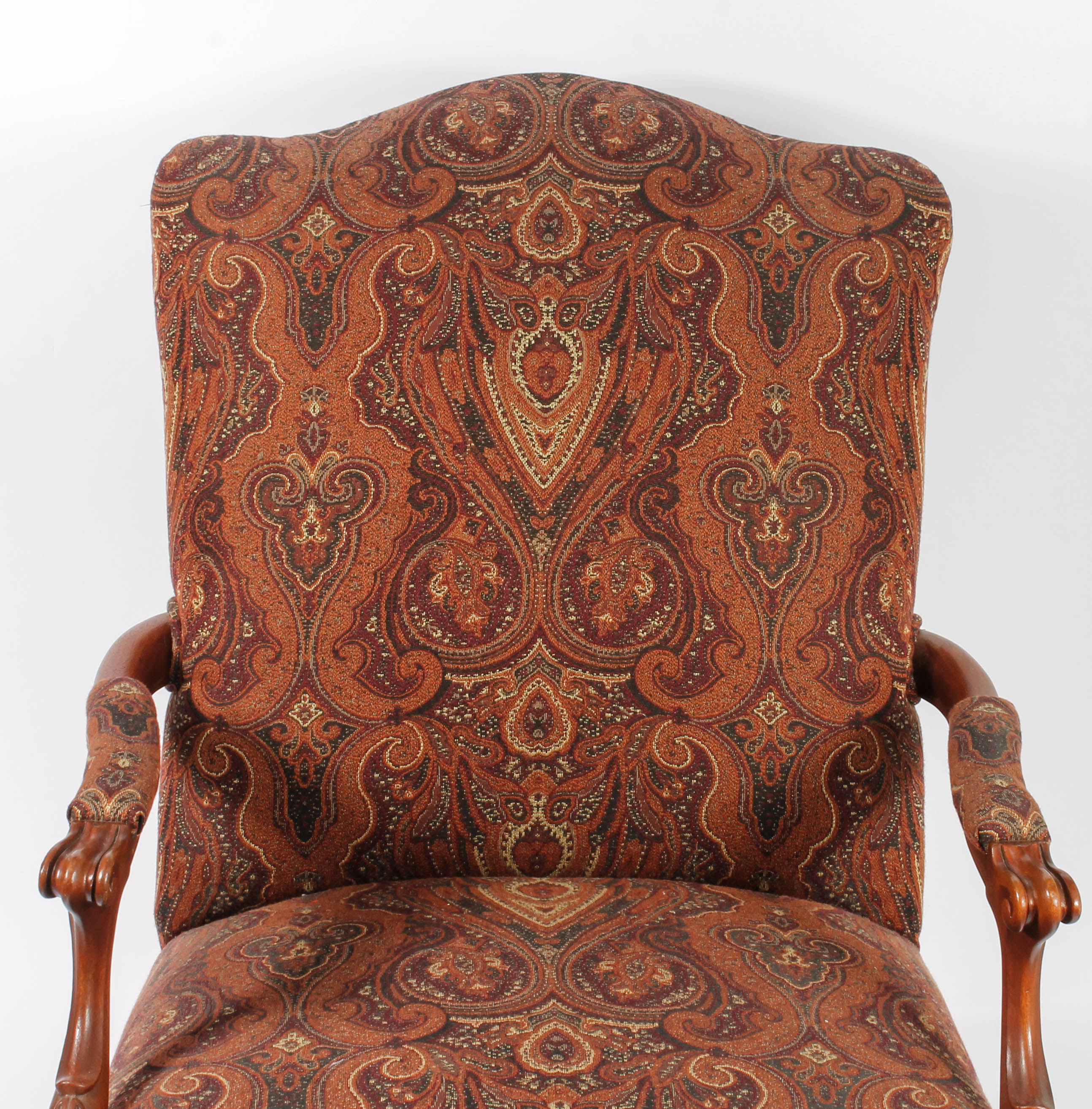 Vintage Wooden Upholstered Armchair