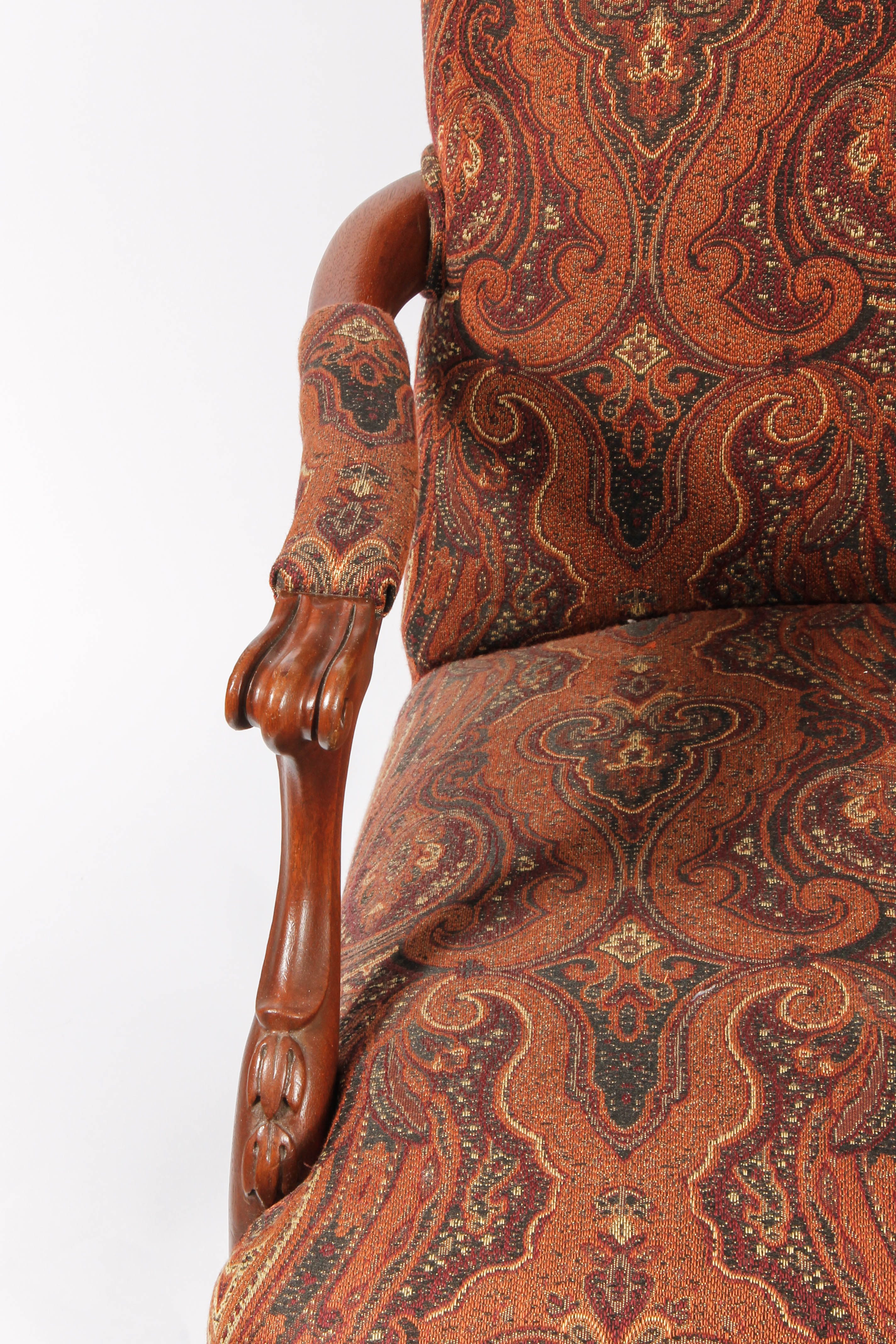 Vintage Wooden Upholstered Armchair