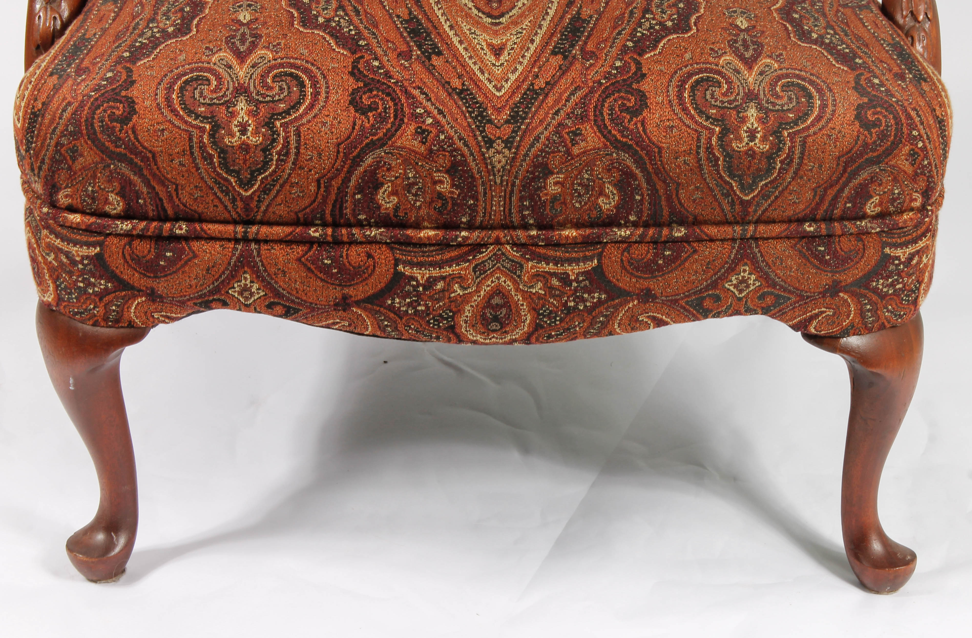 Vintage Wooden Upholstered Armchair