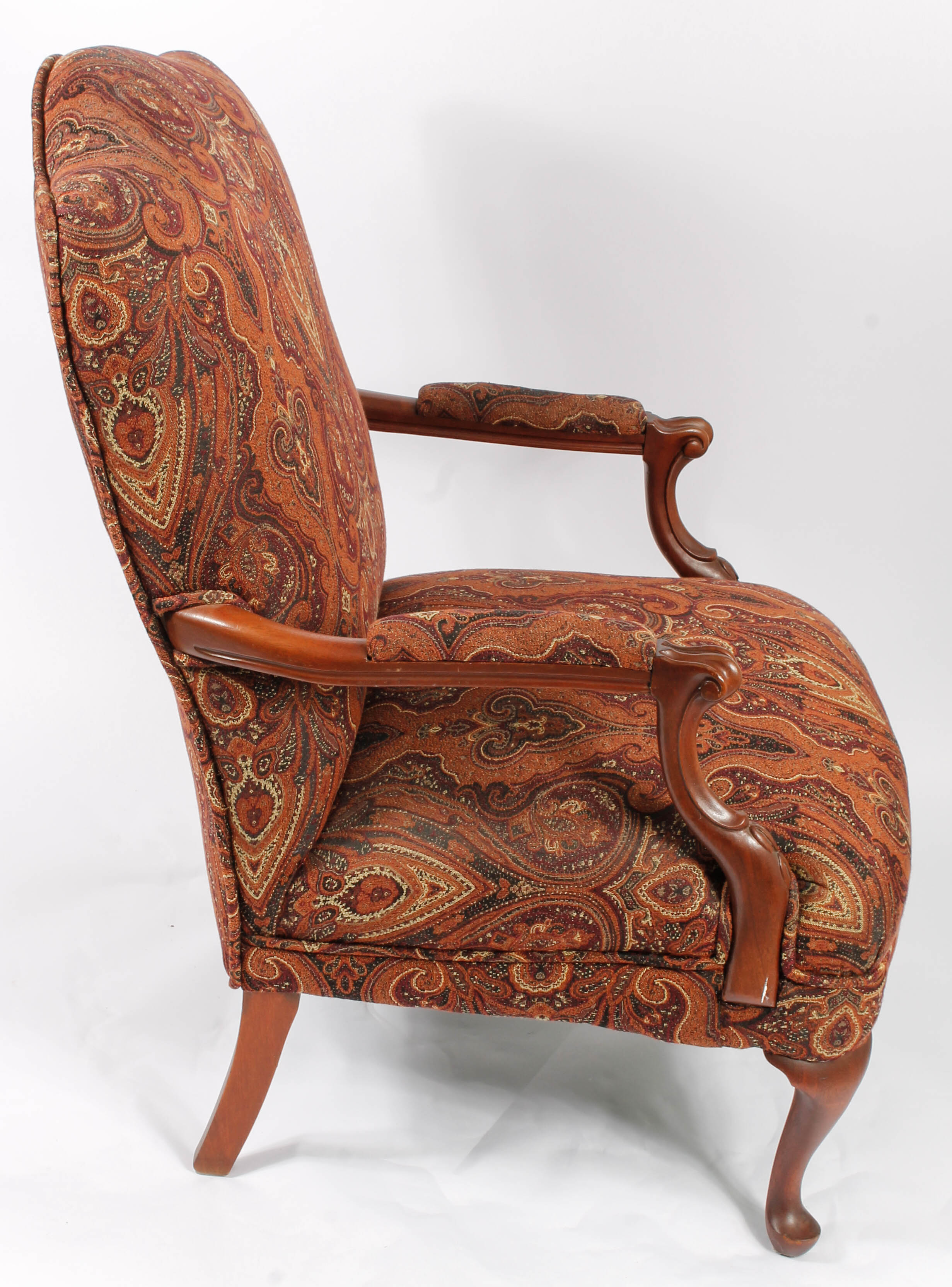 Vintage Wooden Upholstered Armchair