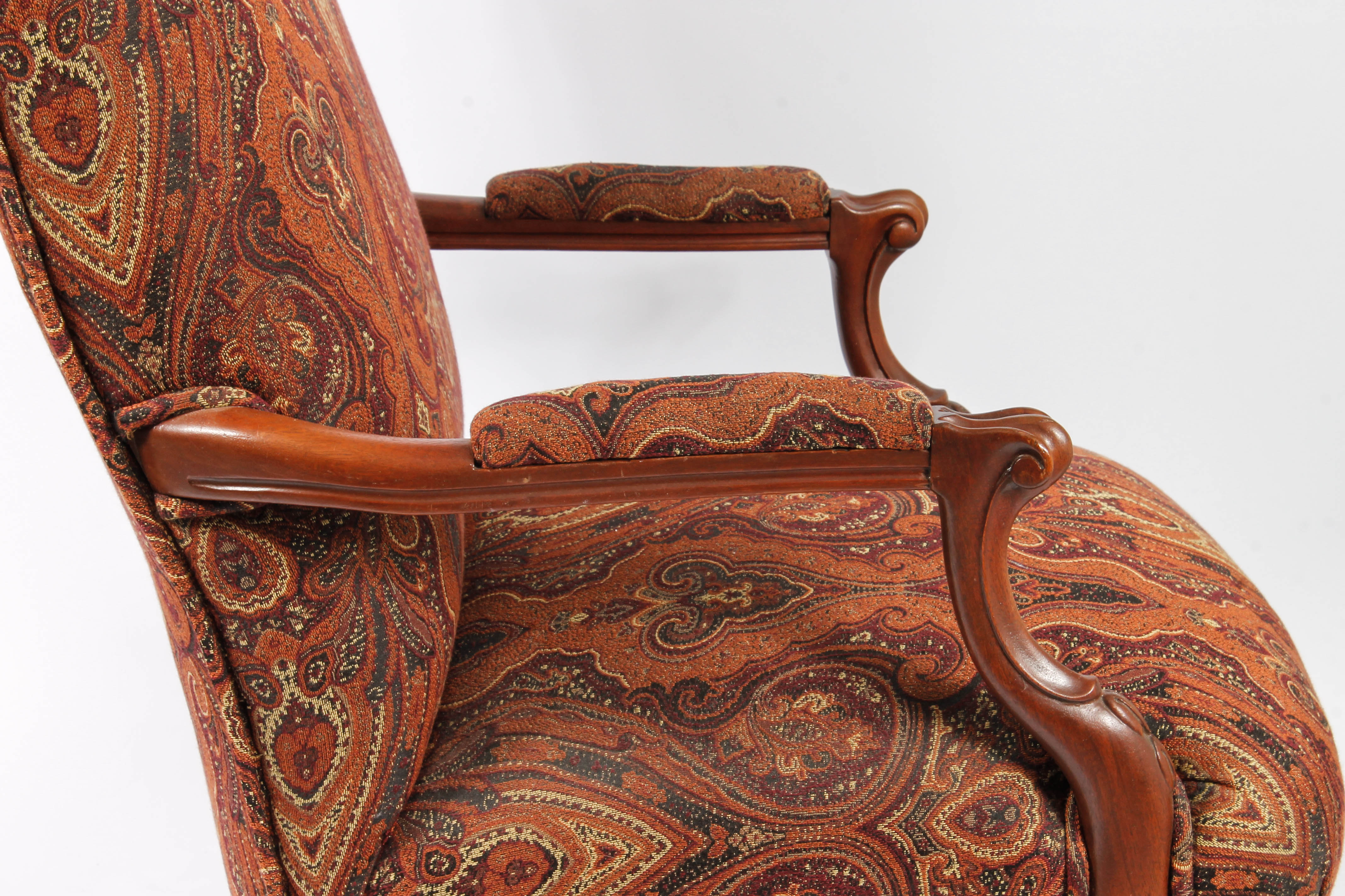 Vintage Wooden Upholstered Armchair