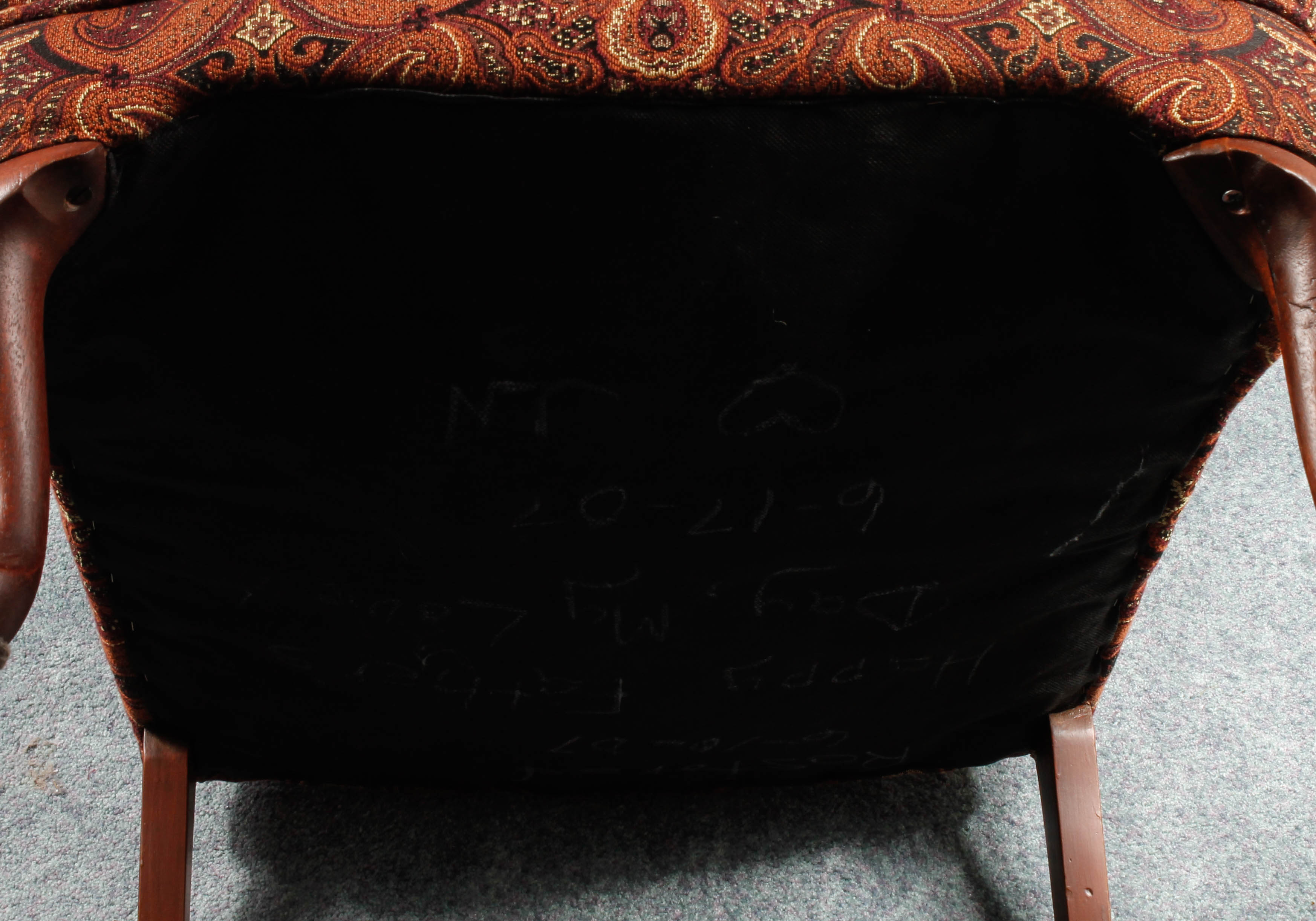 Vintage Wooden Upholstered Armchair