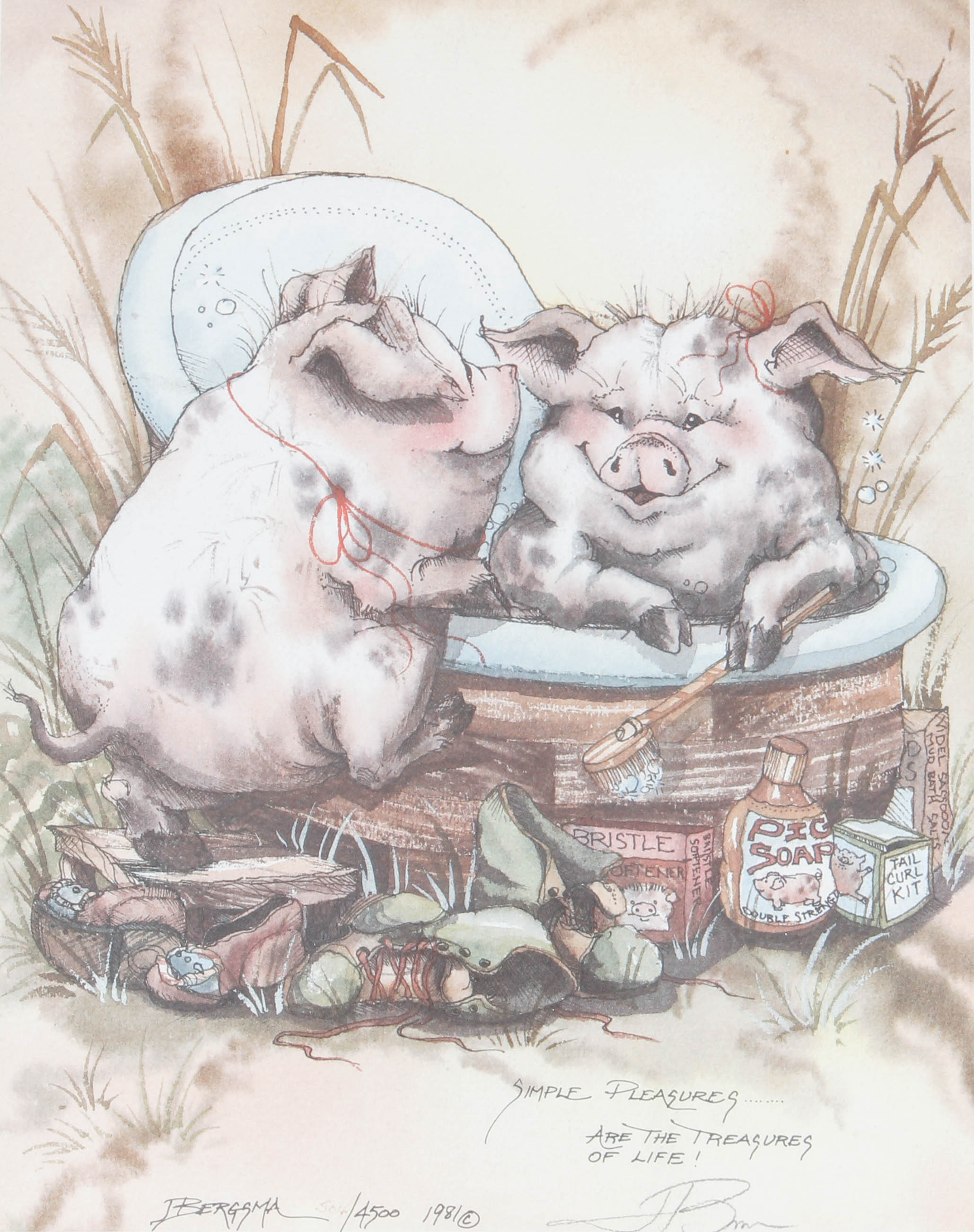 Jody Bergsma 1981 Limited Edition Offset Lithograph "Simple Pleasures"