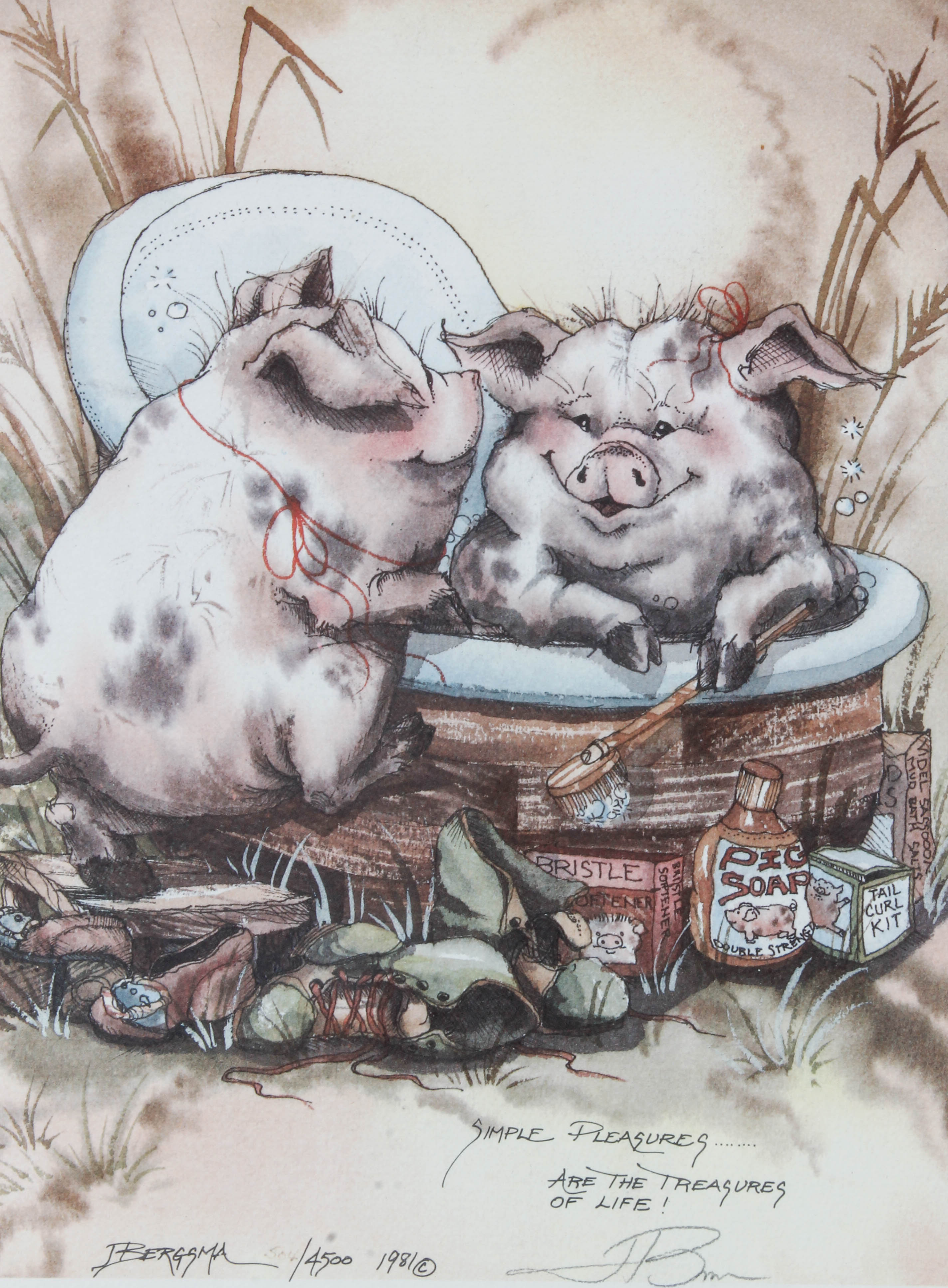Jody Bergsma 1981 Limited Edition Offset Lithograph "Simple Pleasures"