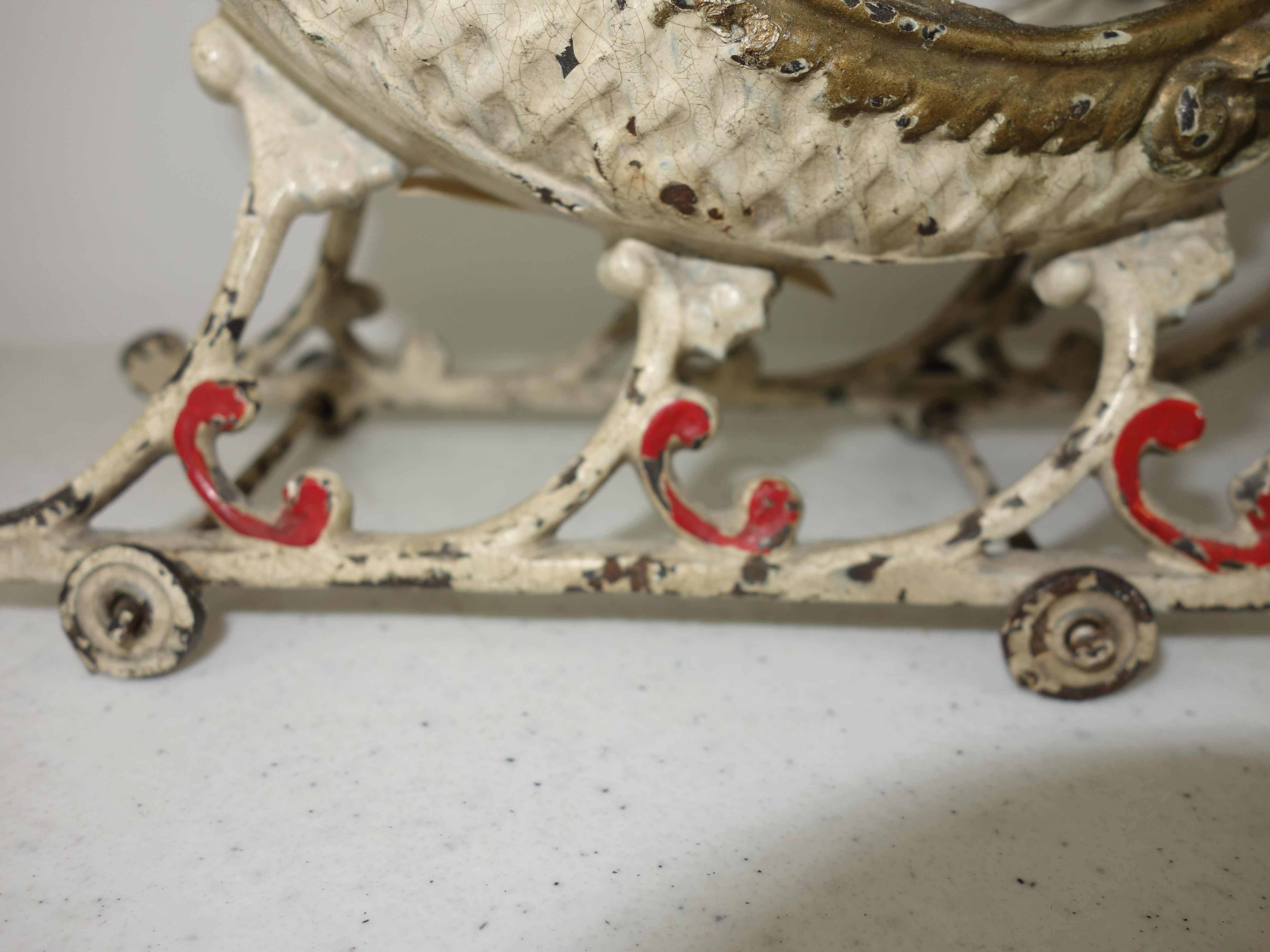 Antique Hubley Cast Iron Santa Claus, Sleigh and Reindeer