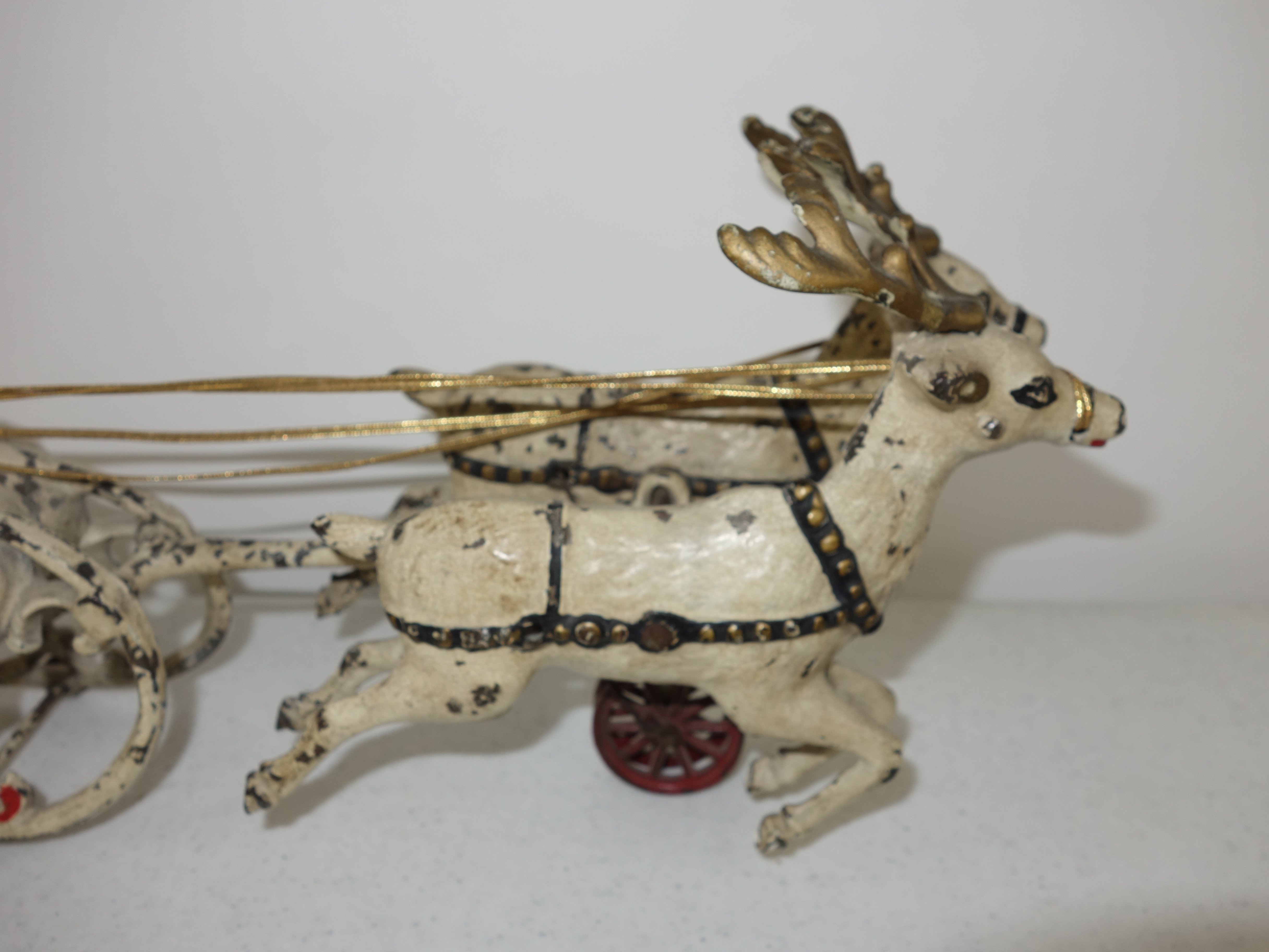 Antique Hubley Cast Iron Santa Claus, Sleigh and Reindeer