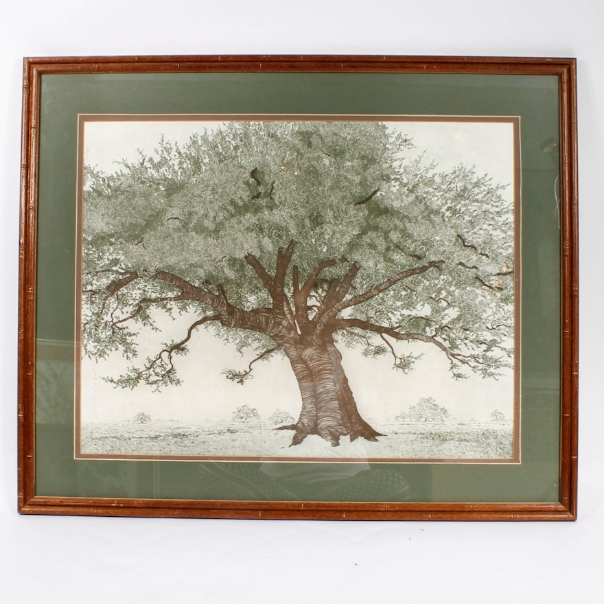 Offset Lithograph of Large Tree