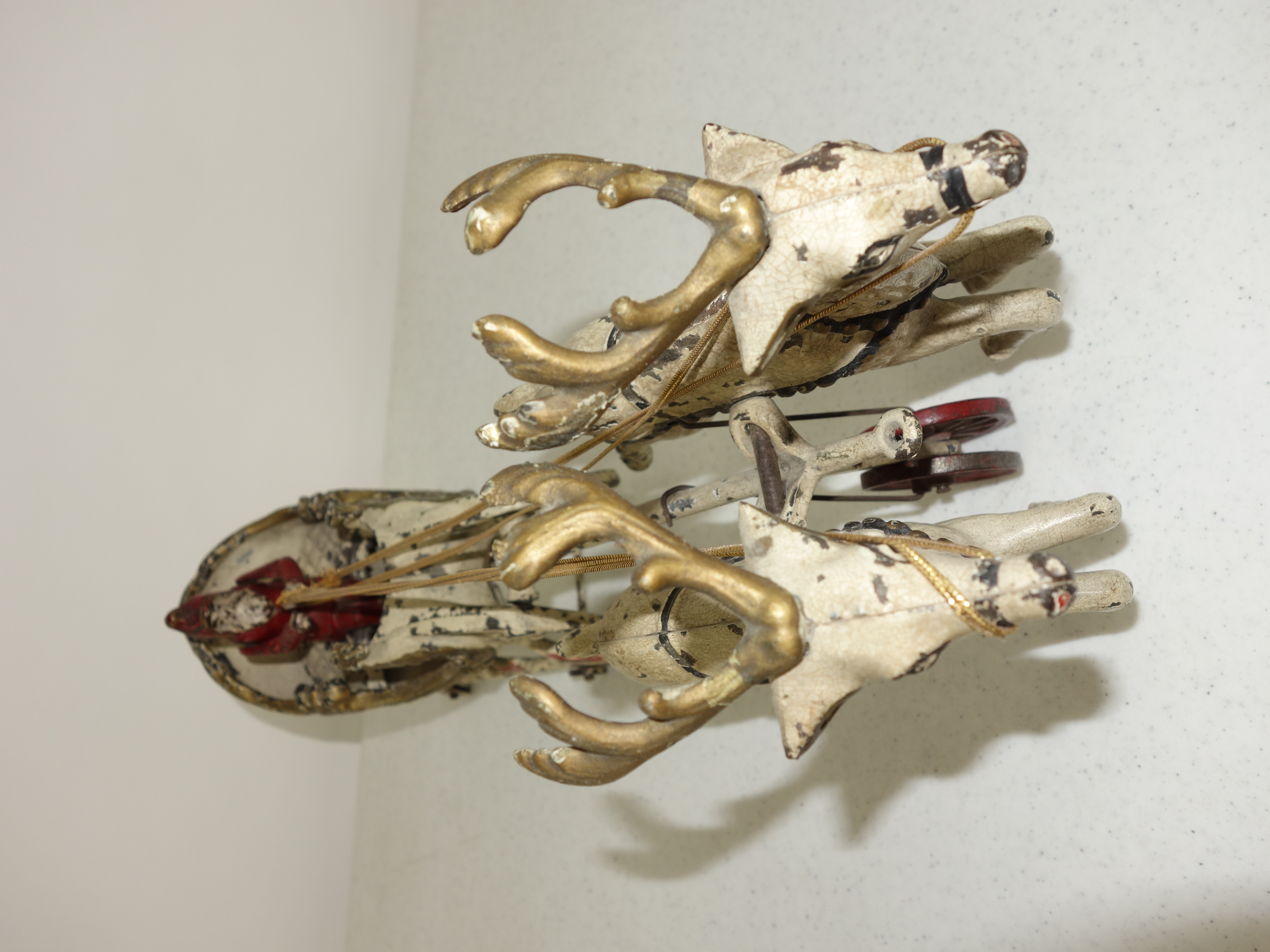 Antique Hubley Cast Iron Santa Claus, Sleigh and Reindeer