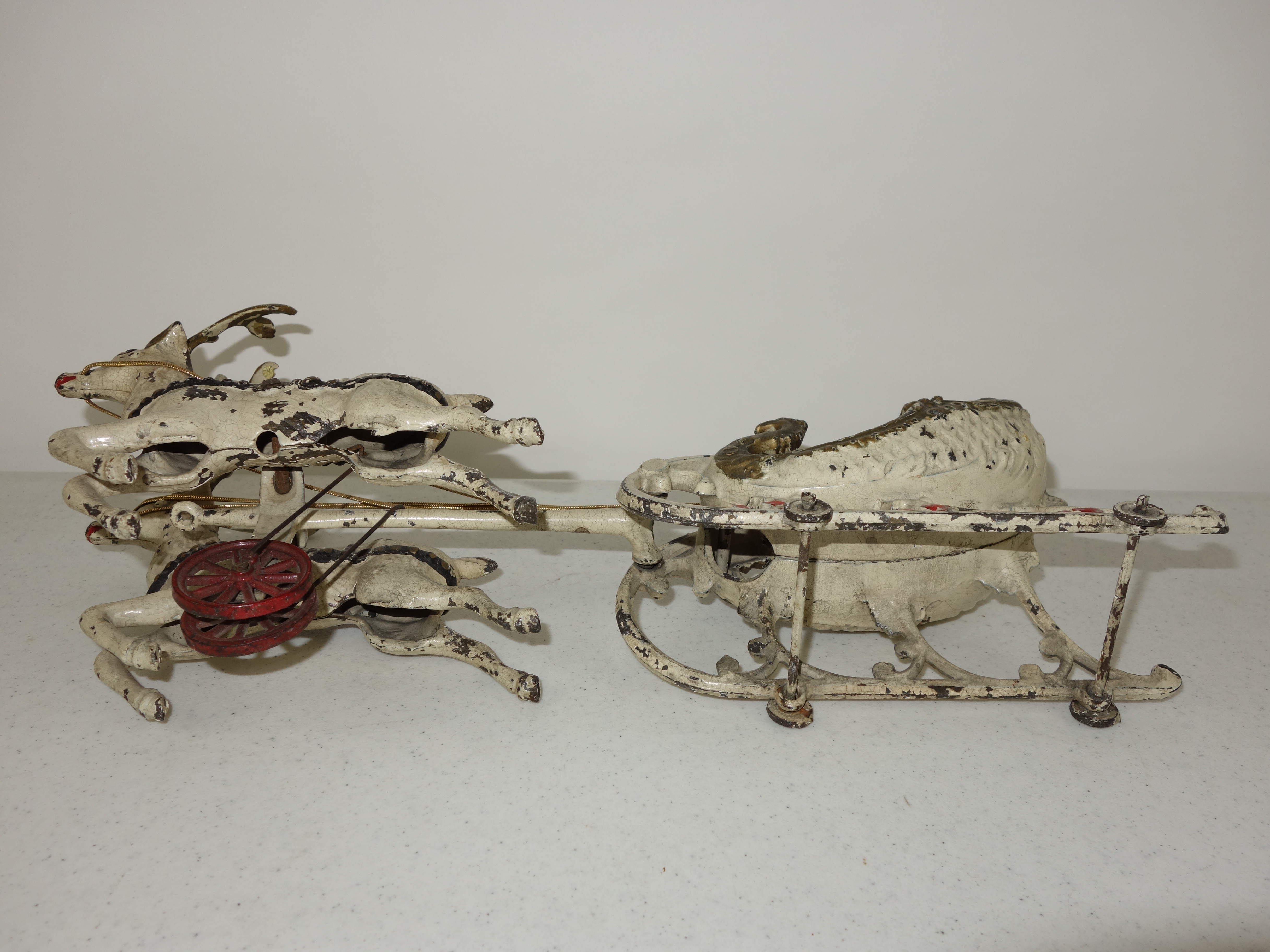 Antique Hubley Cast Iron Santa Claus, Sleigh and Reindeer