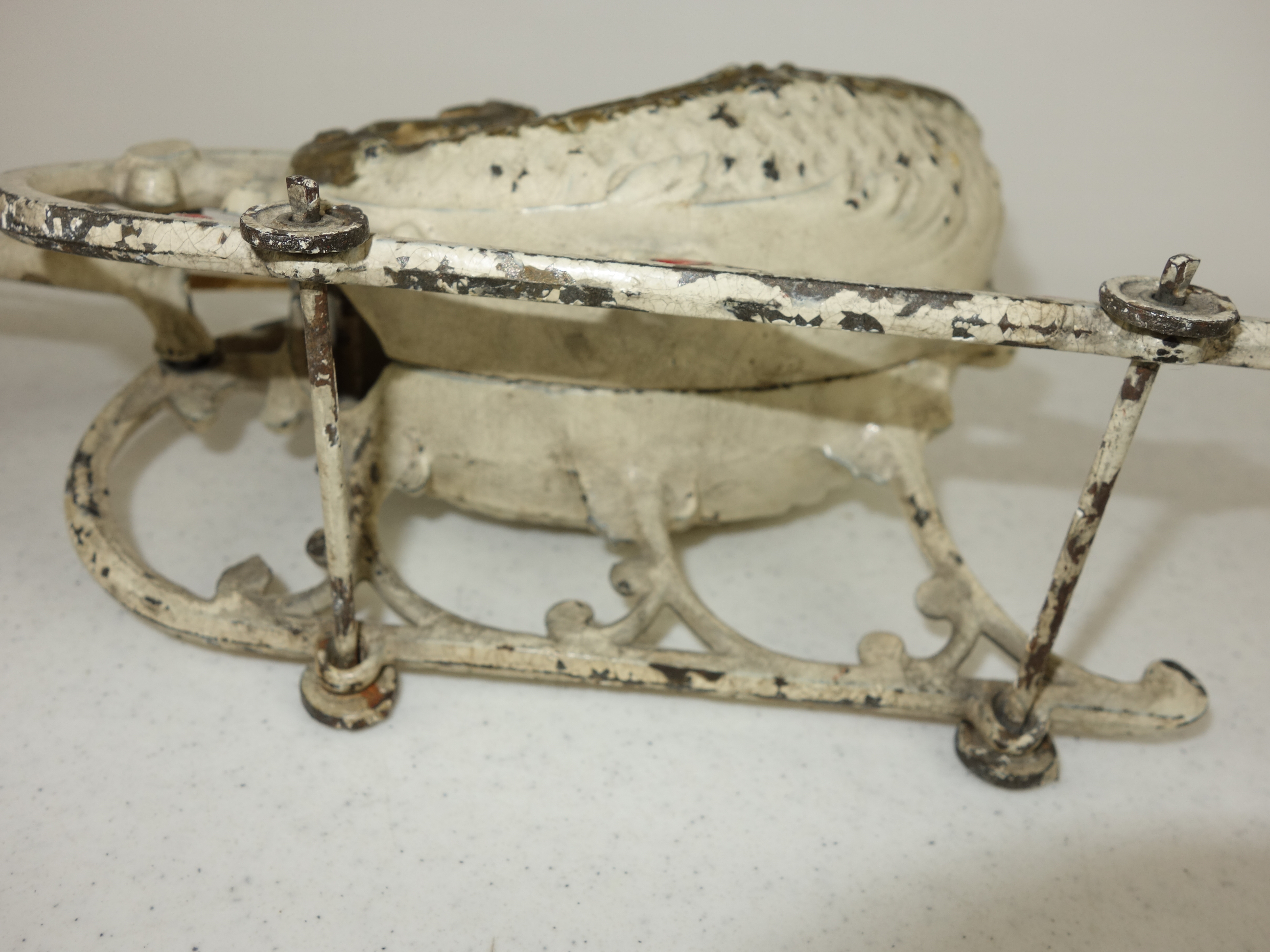 Antique Hubley Cast Iron Santa Claus, Sleigh and Reindeer