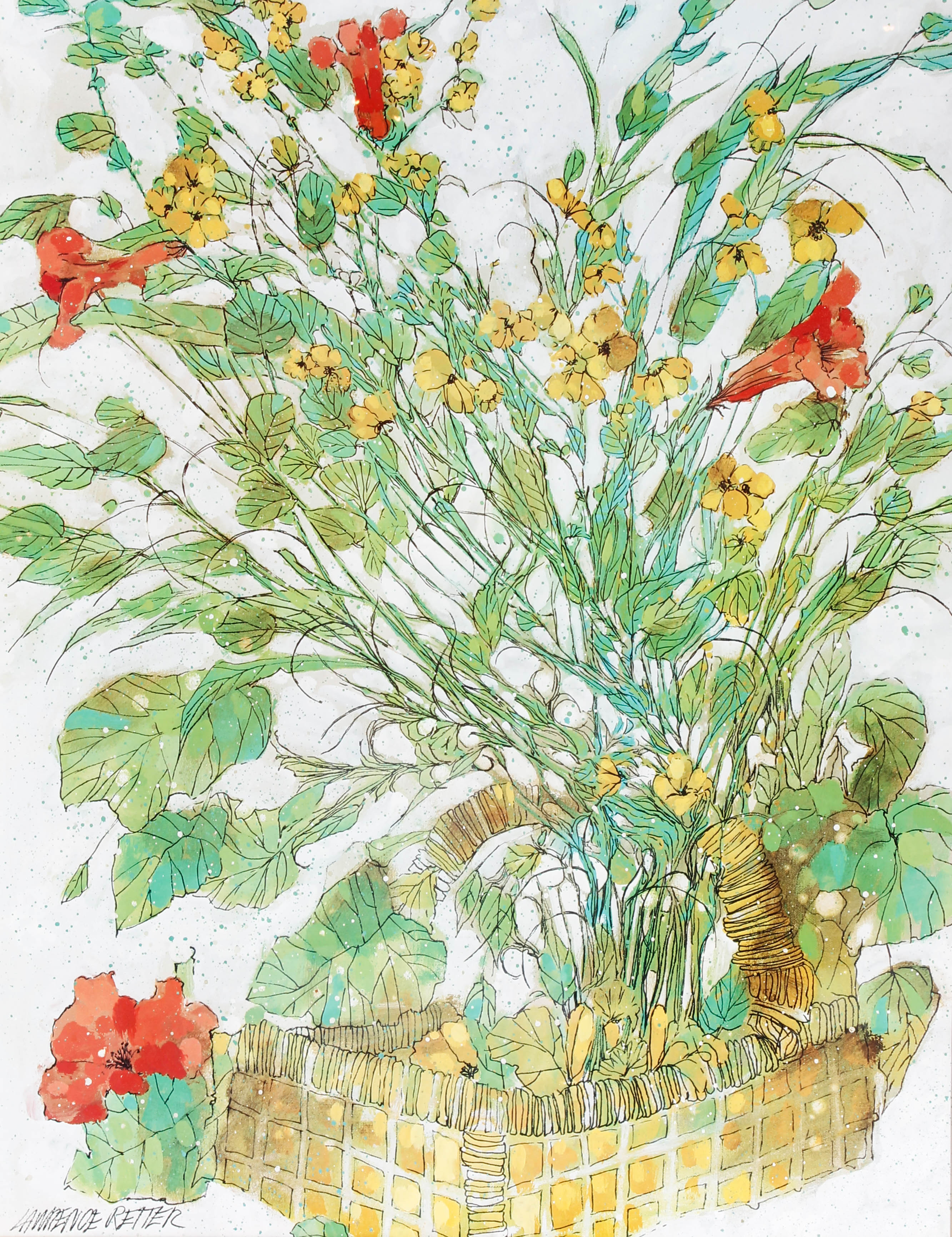 Offset Lithograph after Floral Painting by Lawrence Retter