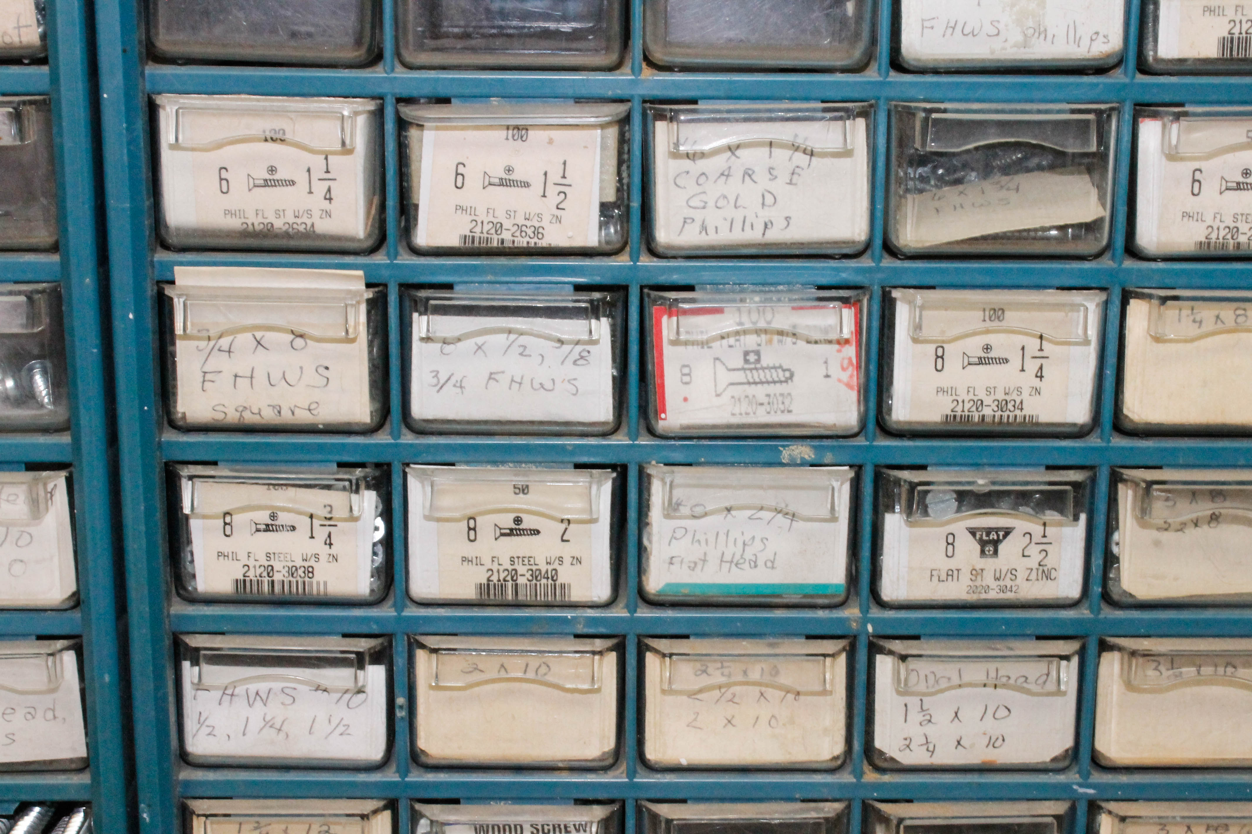 Fasteners and Small Hardware in Containers