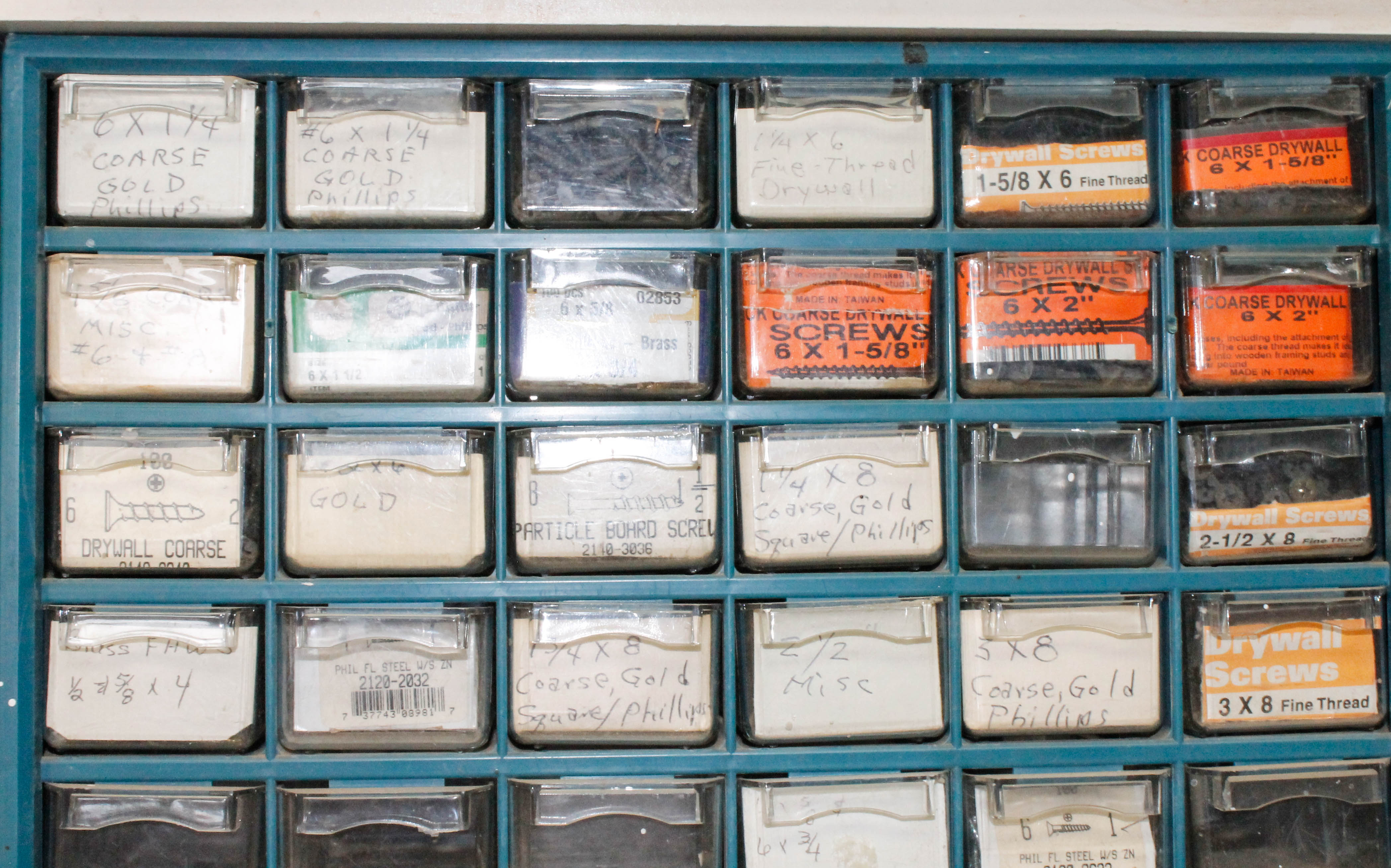 Fasteners and Small Hardware in Containers