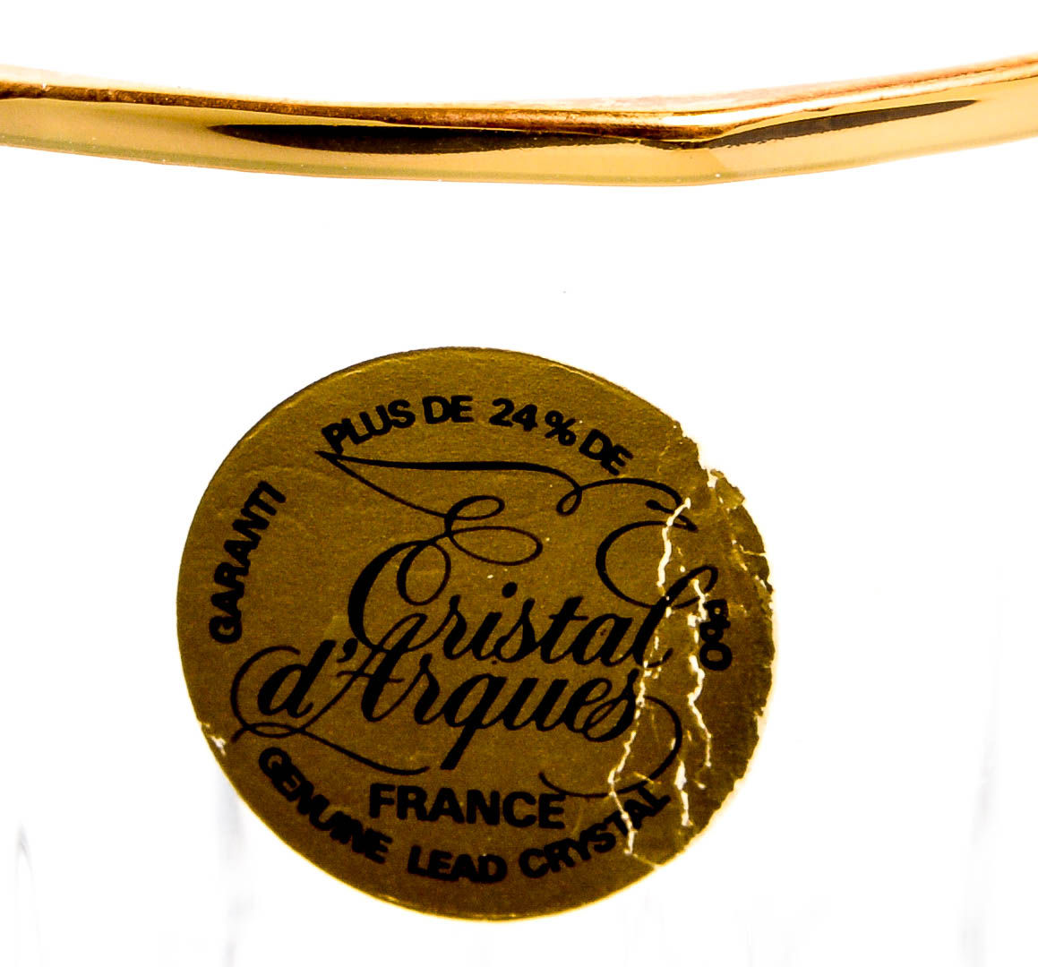 Set of Cristal d'Arques Gold-Rimmed Crystal Wine Glasses