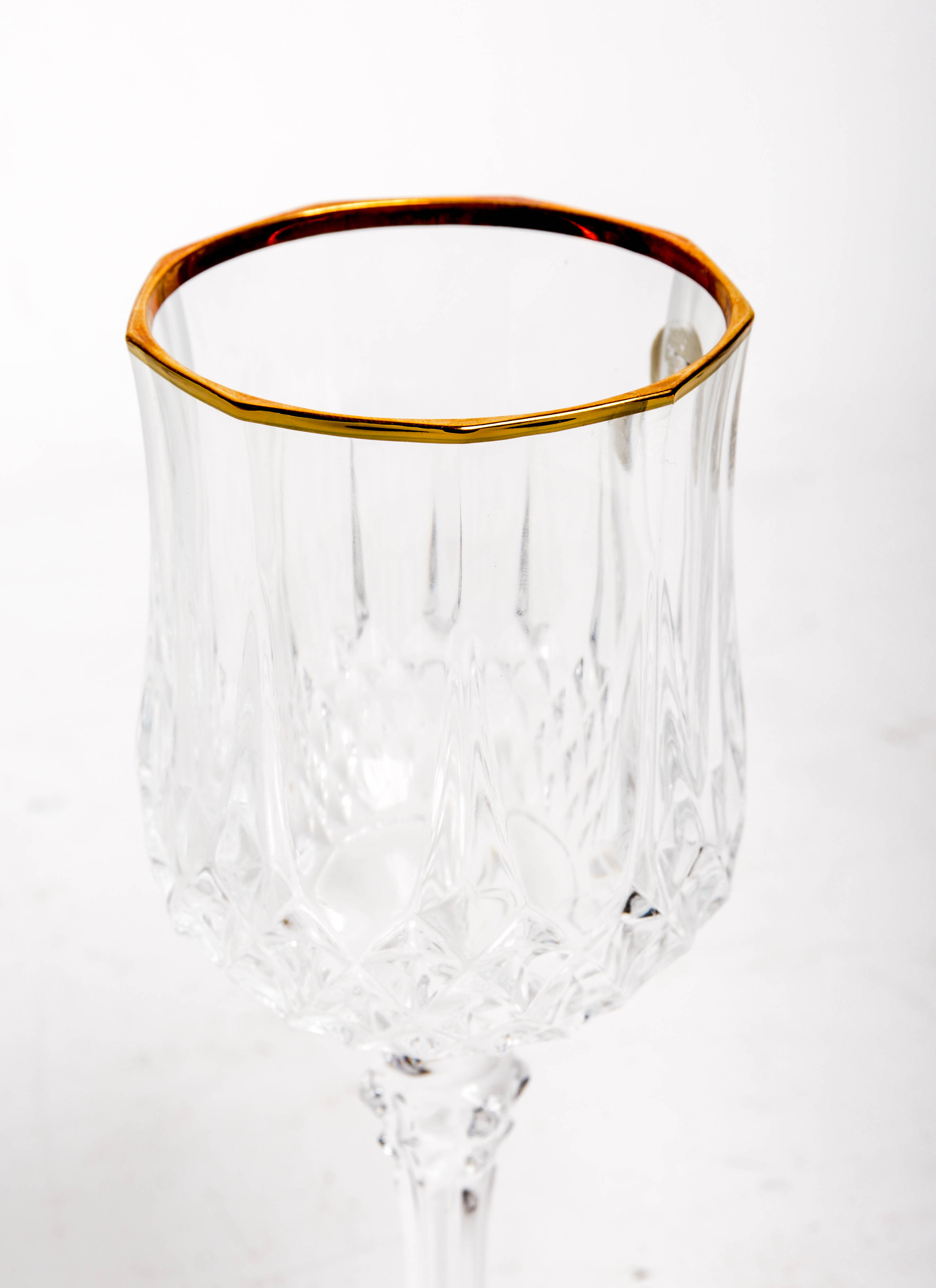 Set of Cristal d'Arques Gold-Rimmed Crystal Wine Glasses