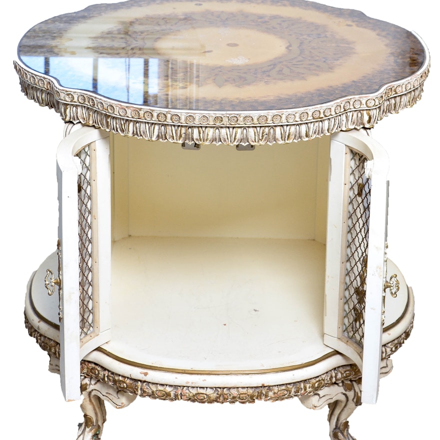 Cream Colored Wooden End Table