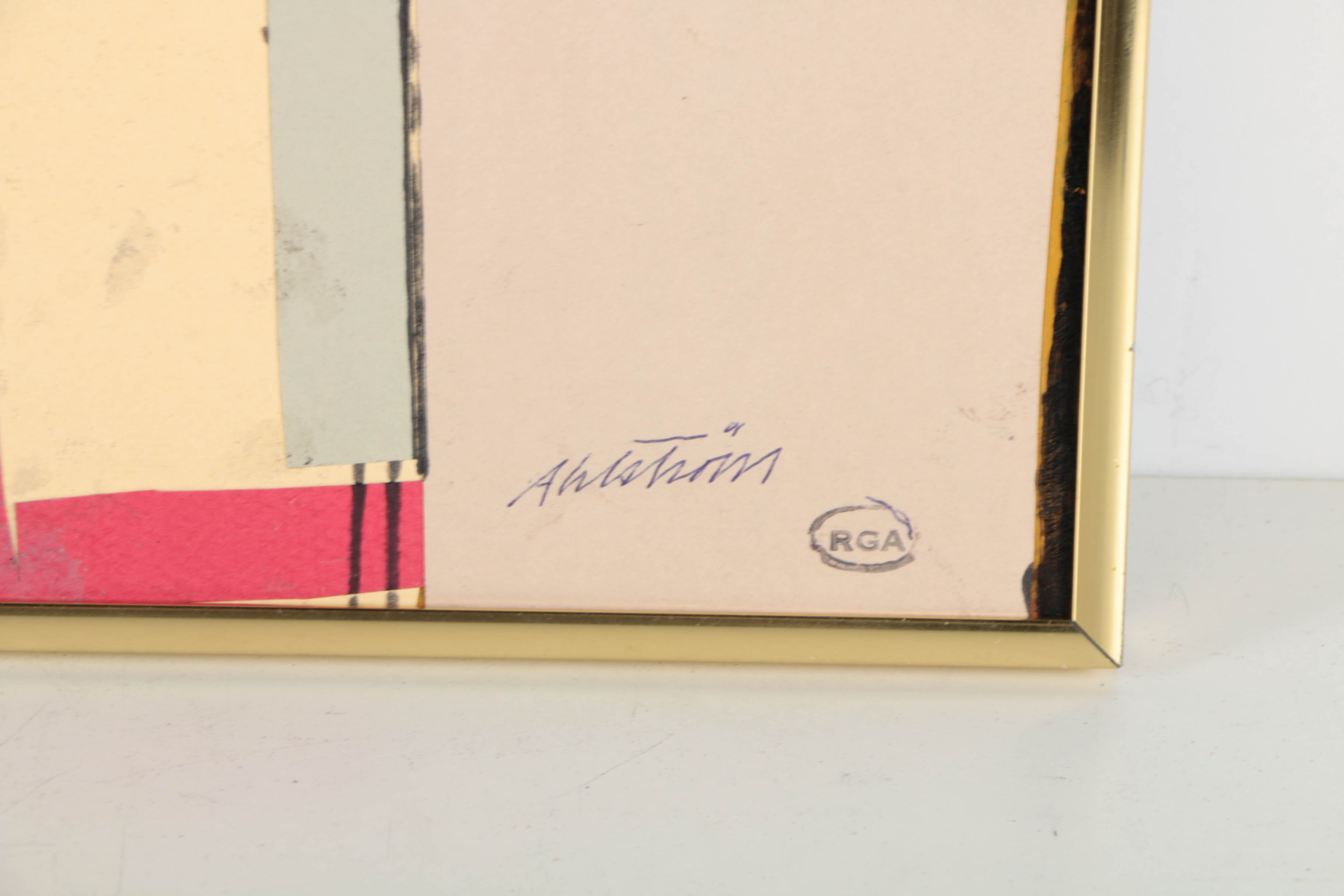 Ronald Ahlström Abstract Mixed Media Collage on Board