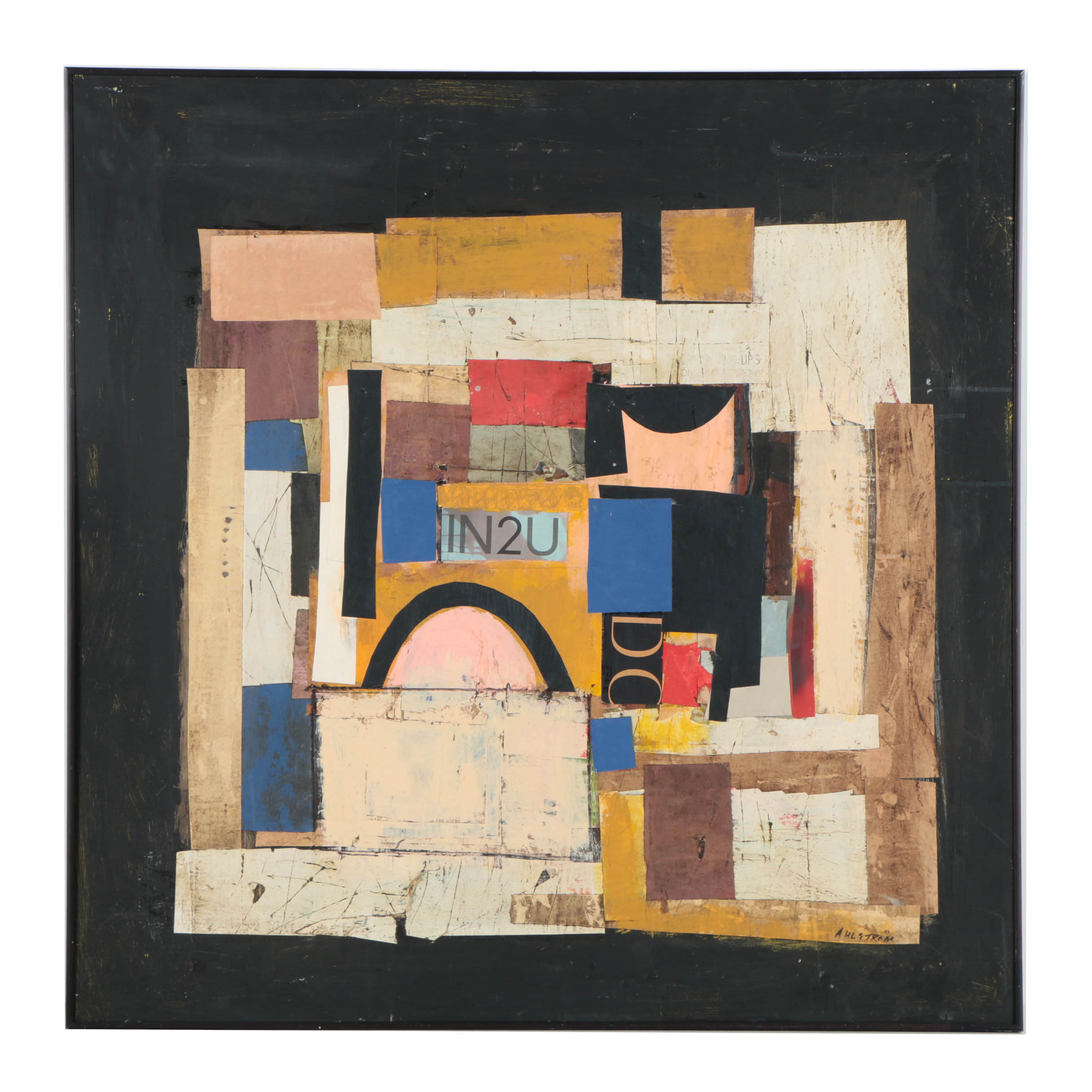 Ronald Ahlström Mix Media Collage on Board "Untitled"