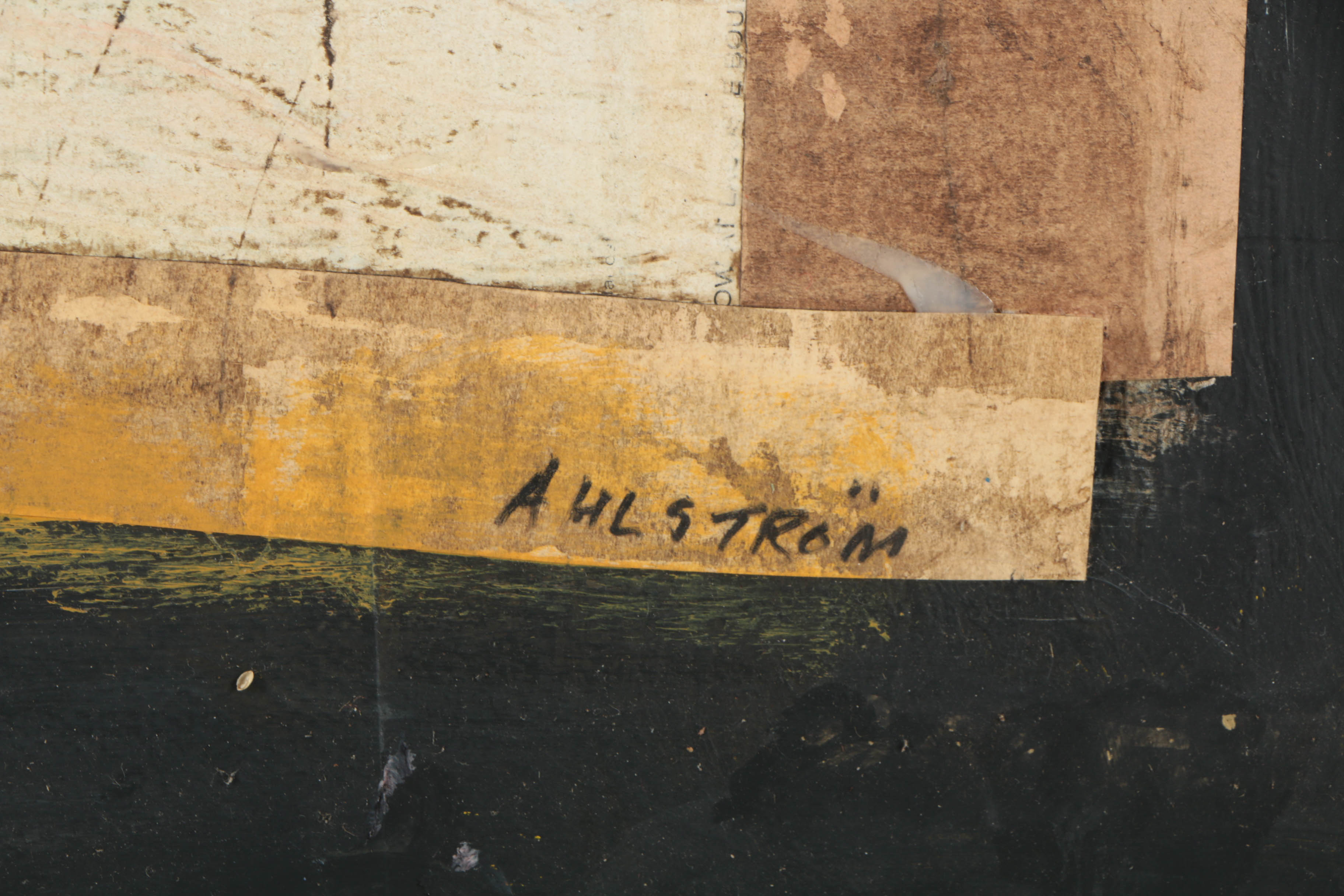 Ronald Ahlström Mix Media Collage on Board "Untitled"