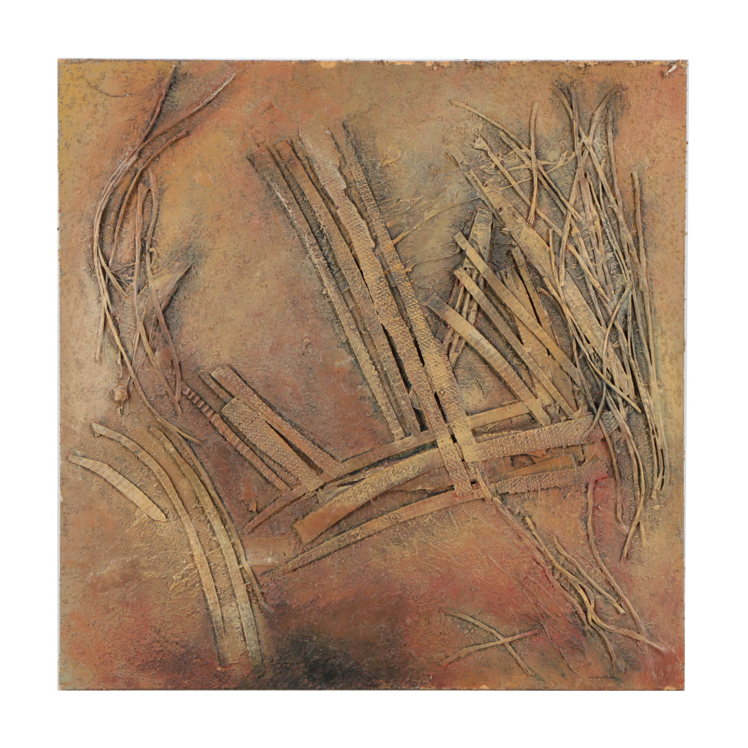 Ronald Ahlström Abstract Mixed Media Collage on Board "Untitled"