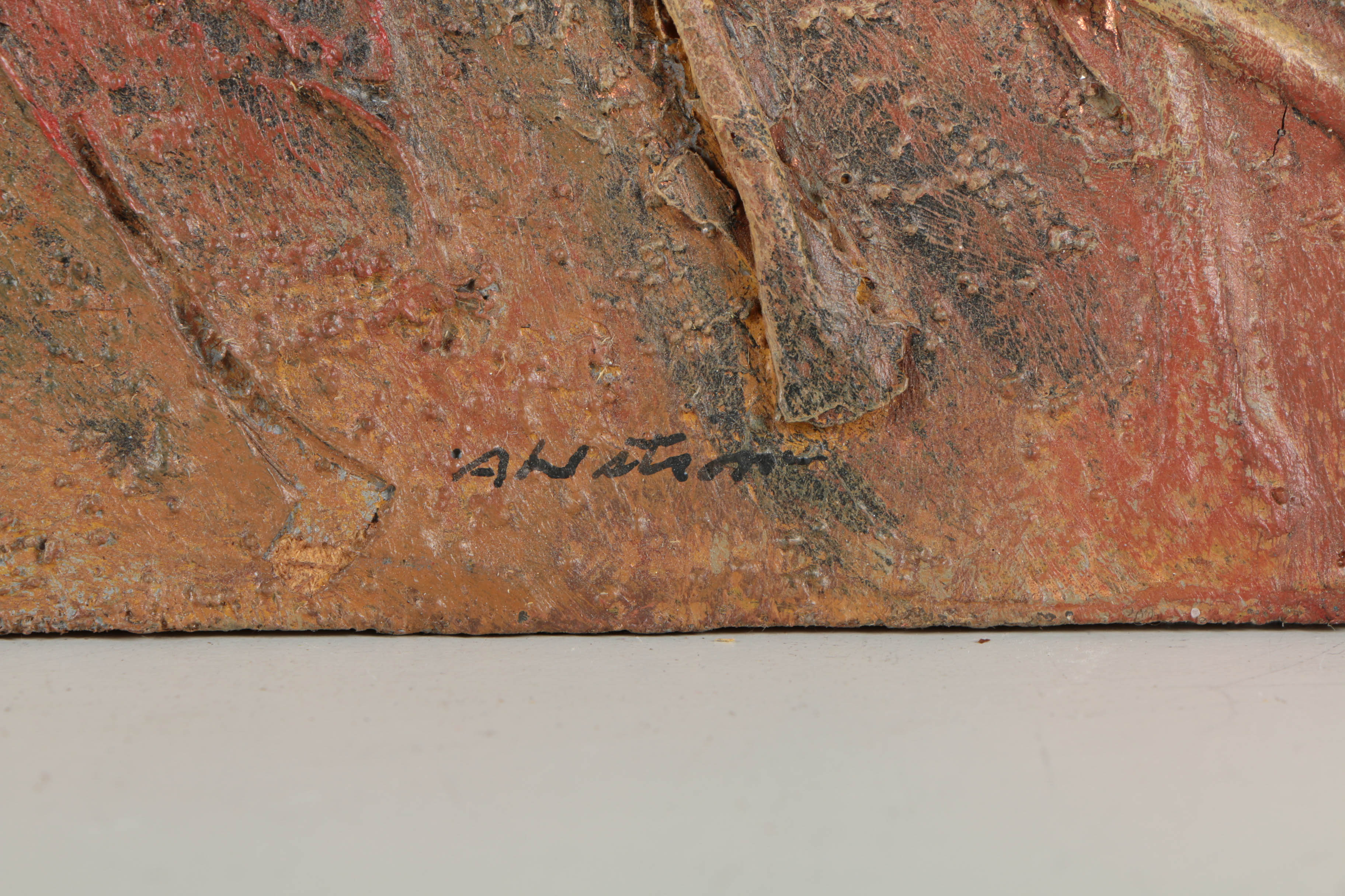 Ronald Ahlström Abstract Mixed Media Collage on Board "Untitled"