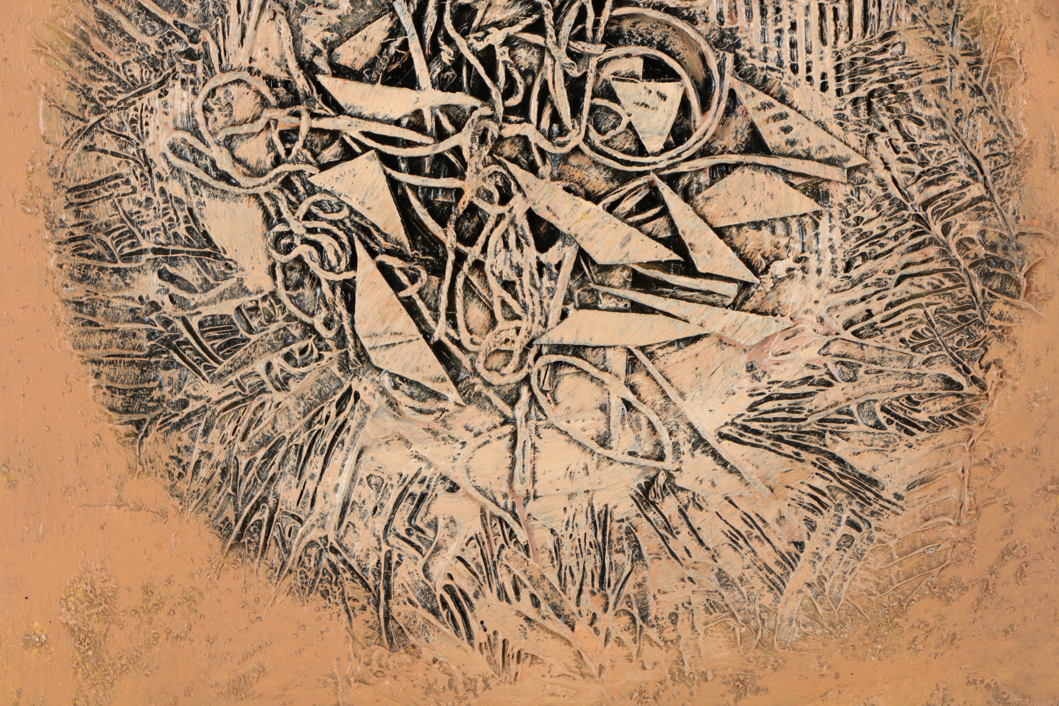 Pair of Ronald Ahlström Mixed Media Collage on Board Abstract Scenes