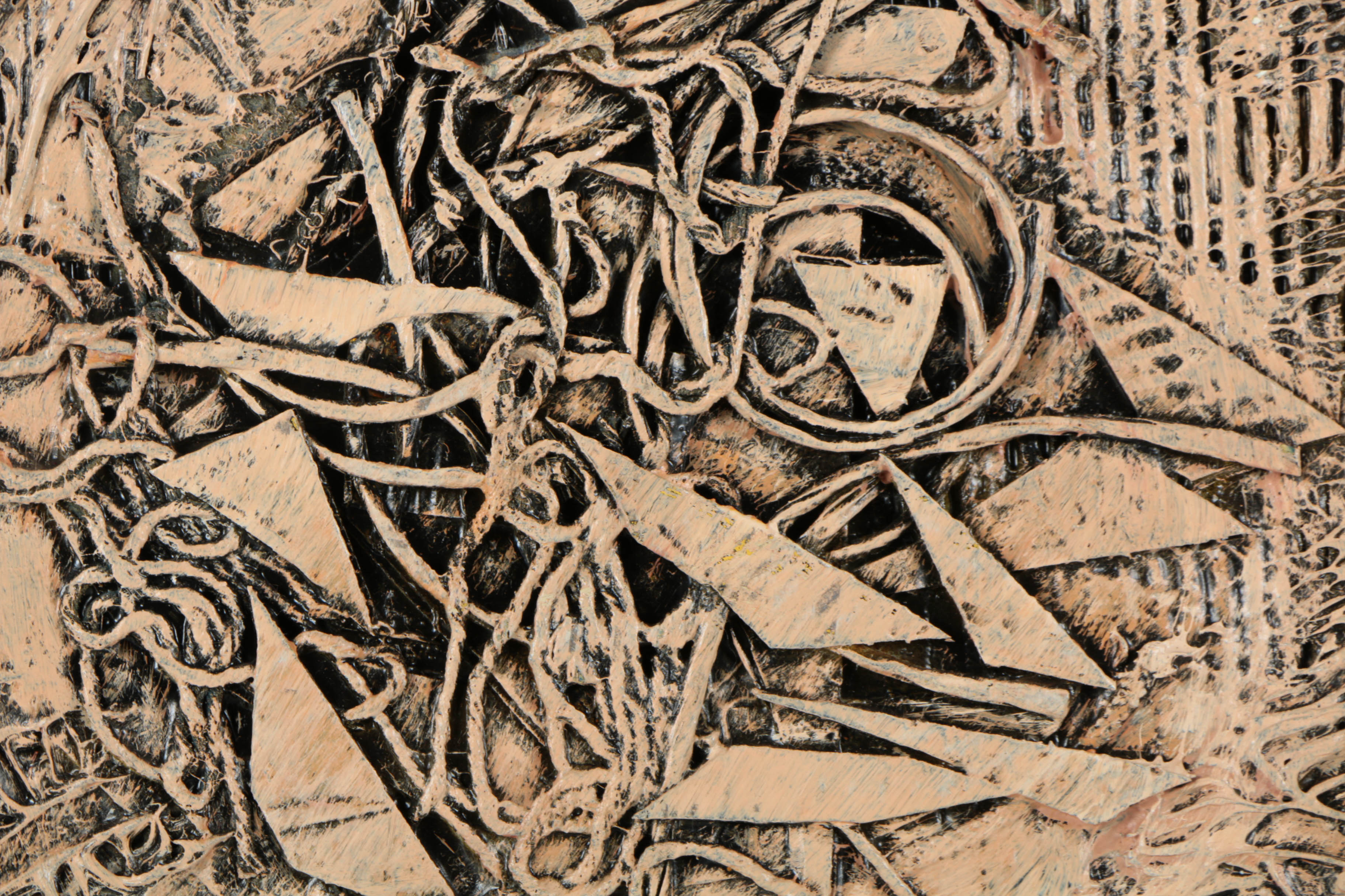 Pair of Ronald Ahlström Mixed Media Collage on Board Abstract Scenes