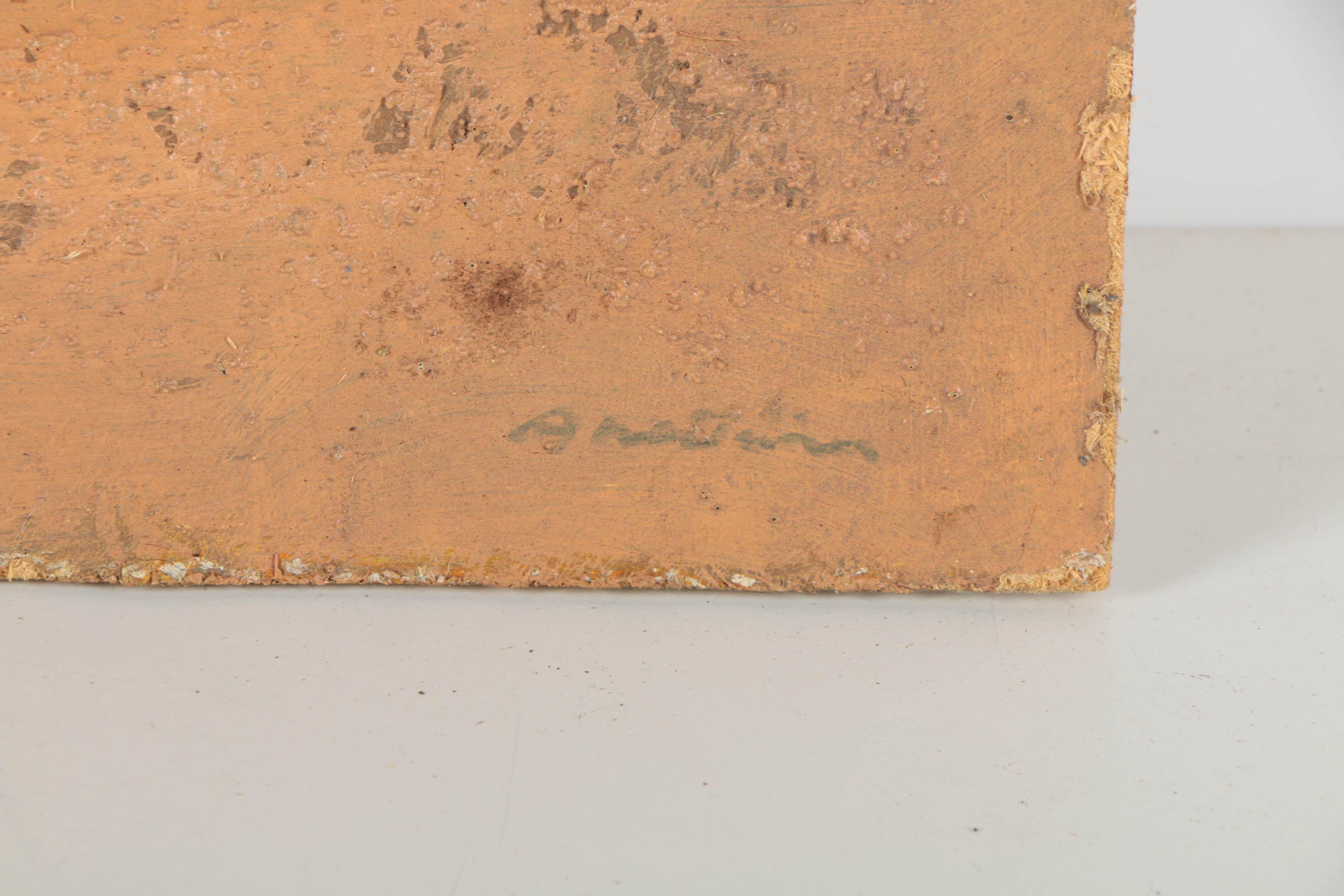 Pair of Ronald Ahlström Mixed Media Collage on Board Abstract Scenes