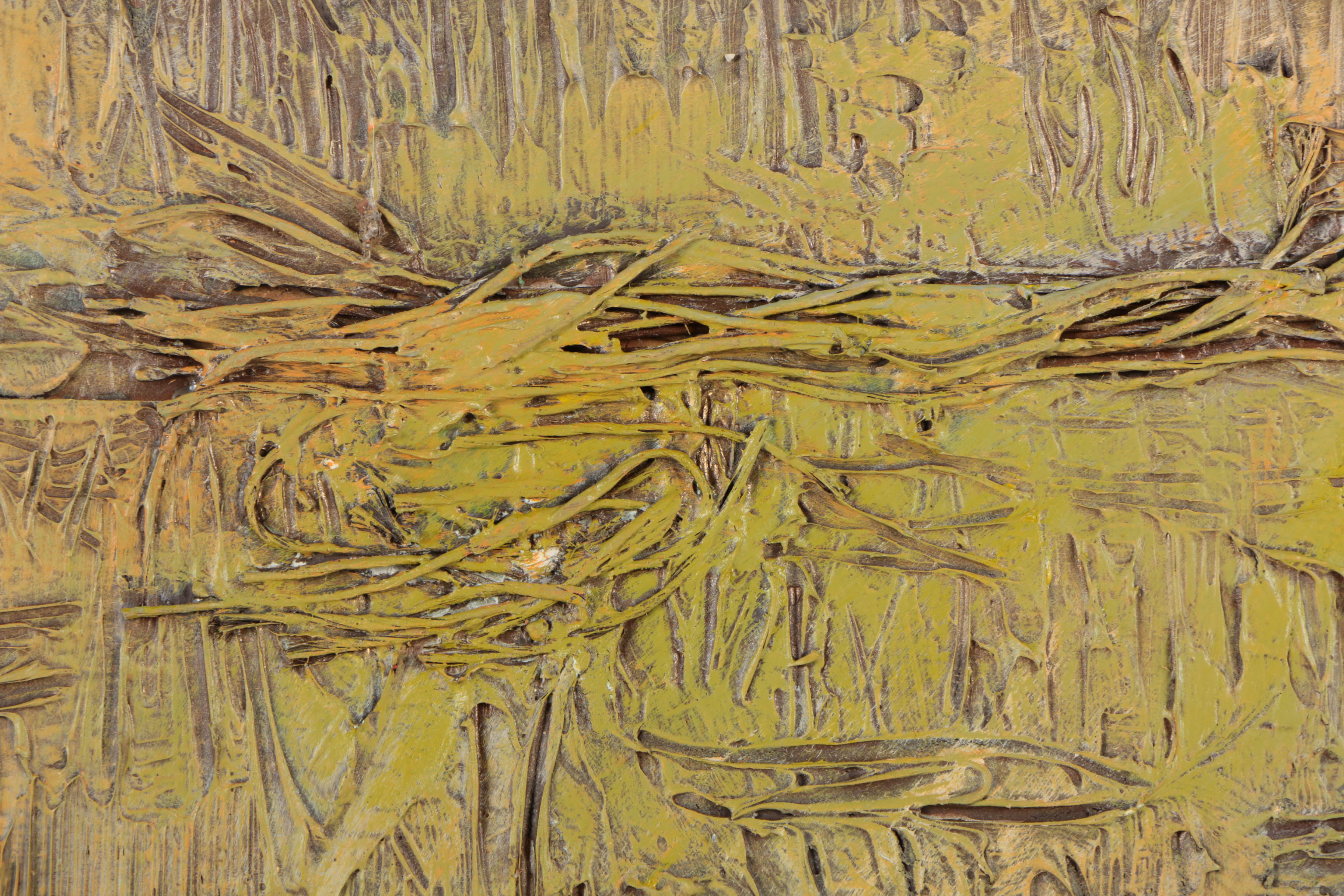 Pair of Ronald Ahlström Mixed Media Collage on Board Abstract Scenes