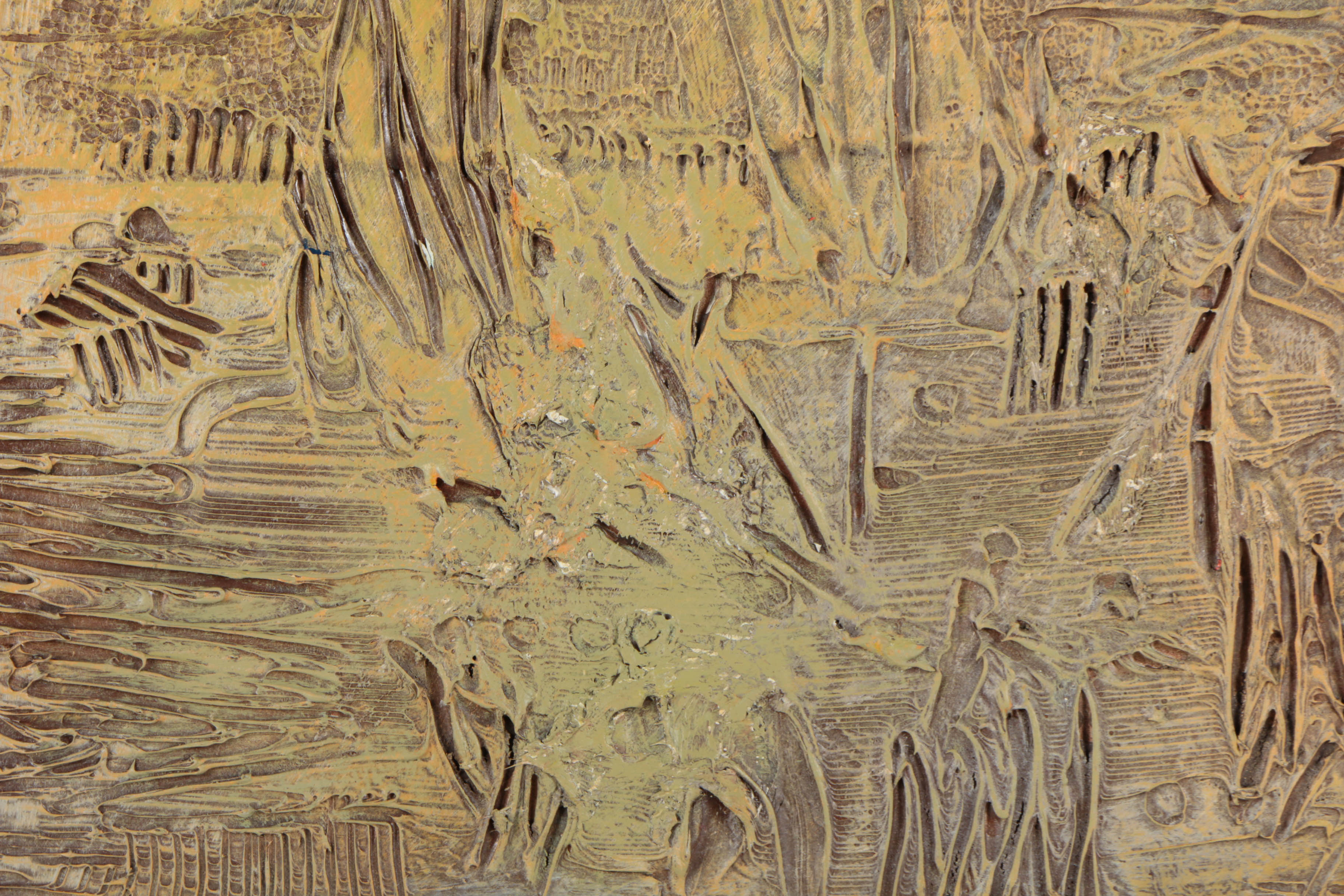 Pair of Ronald Ahlström Mixed Media Collage on Board Abstract Scenes