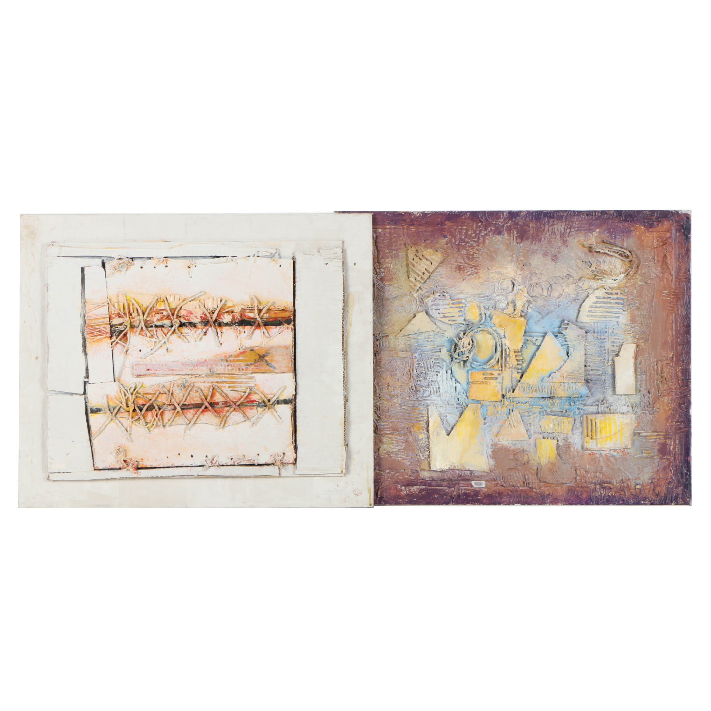 Ronald Ahlström Assorted Mixed Media Collages on Canvas Board "Untitled"