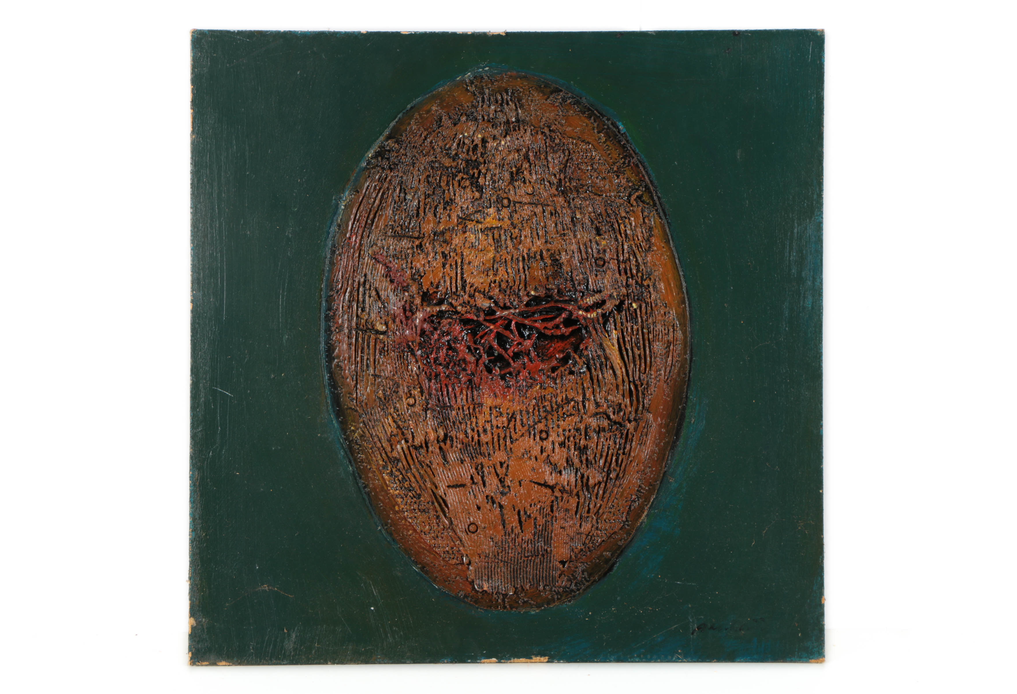 Pair of Ronald Ahlström Mixed Media Collage on Board Abstract Compositions