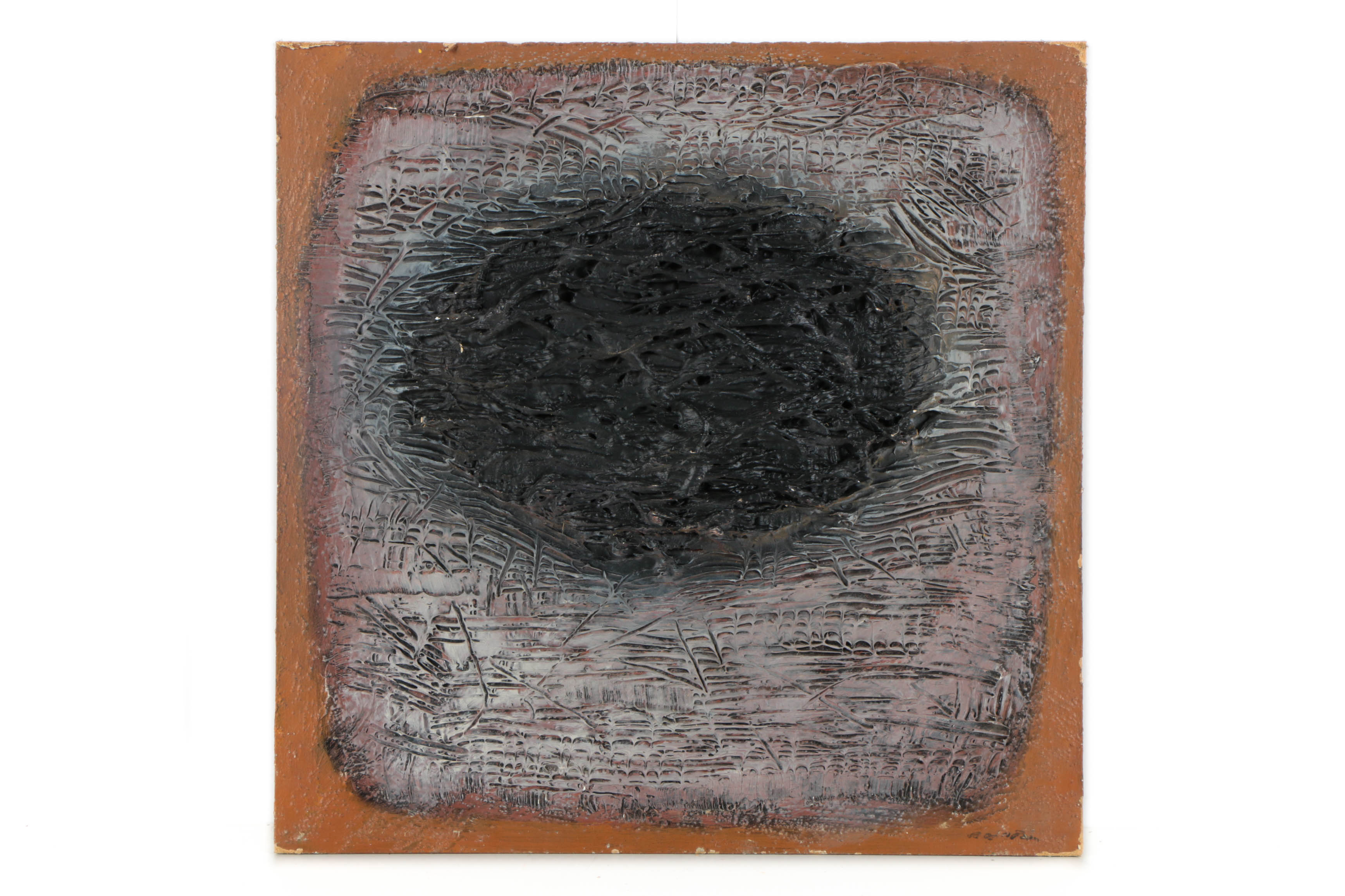 Pair of Ronald Ahlström Mixed Media Collage on Board Abstract Compositions