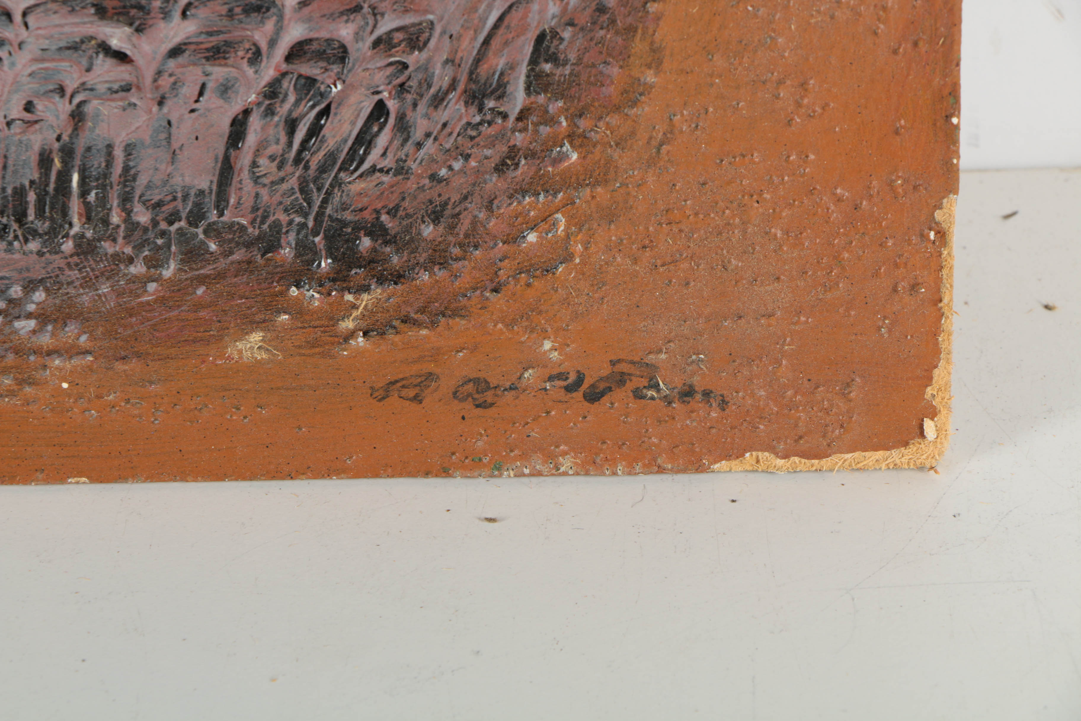 Pair of Ronald Ahlström Mixed Media Collage on Board Abstract Compositions